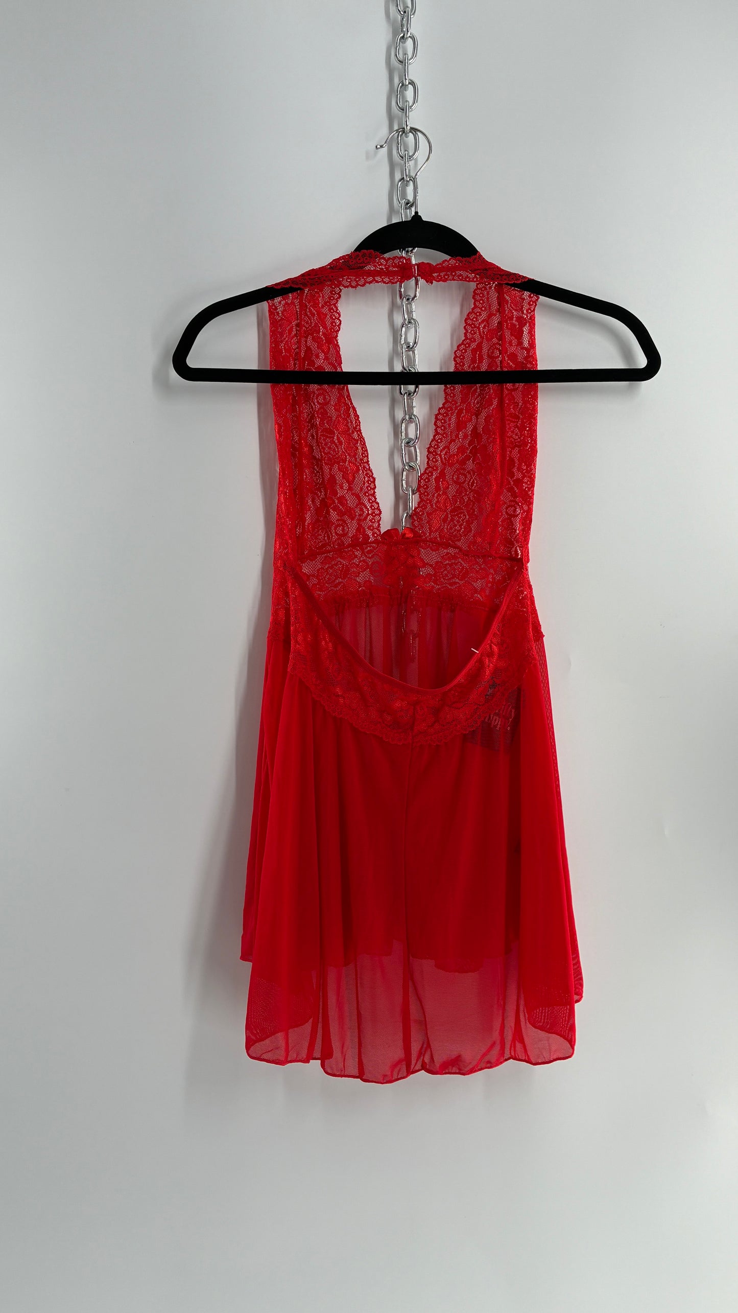 Vintage H.O.T Red Lace Baby Doll Halter (One Size)