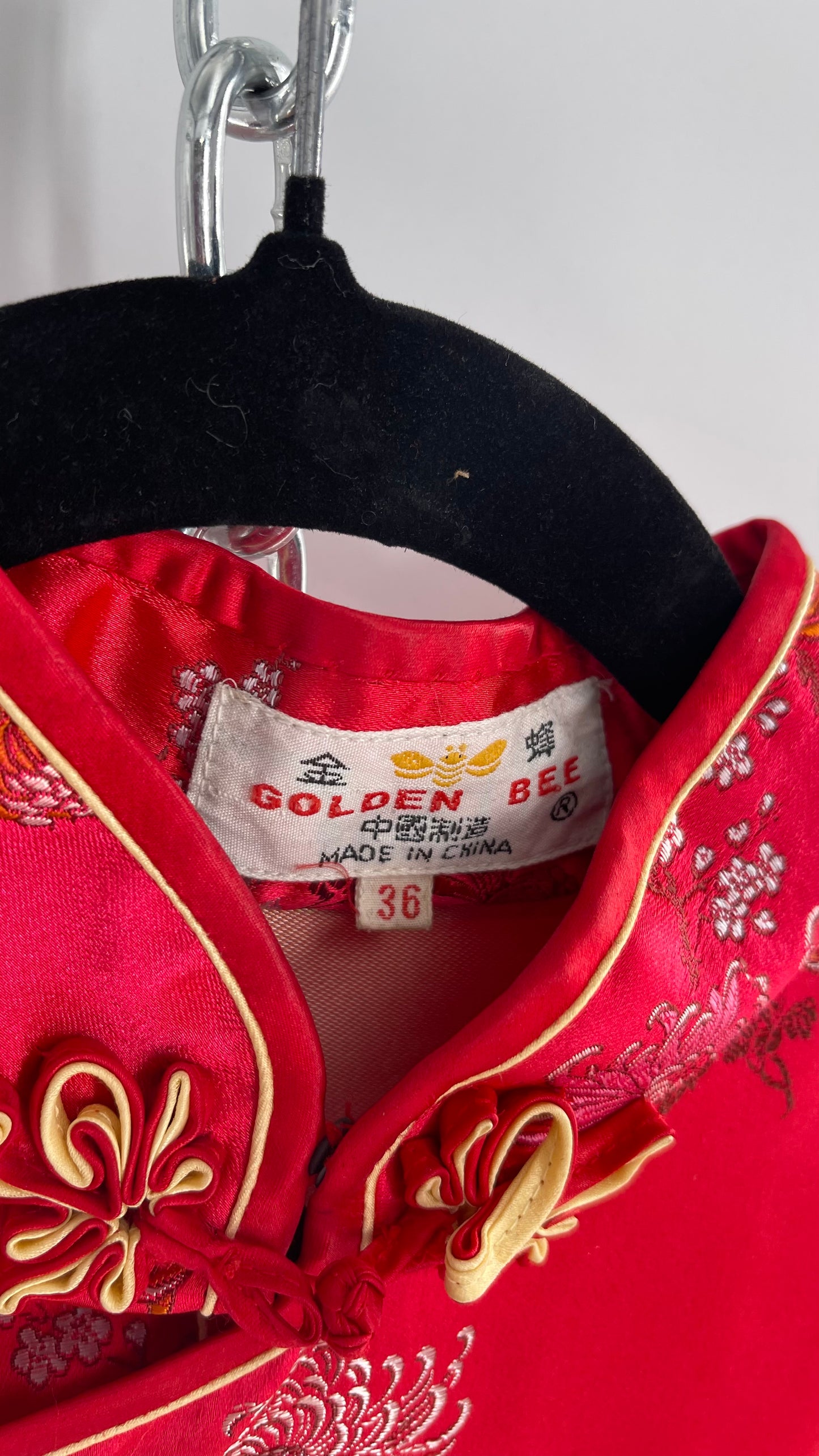 Vintage Golden Bee Silk Chinese QiPao (C) (36)