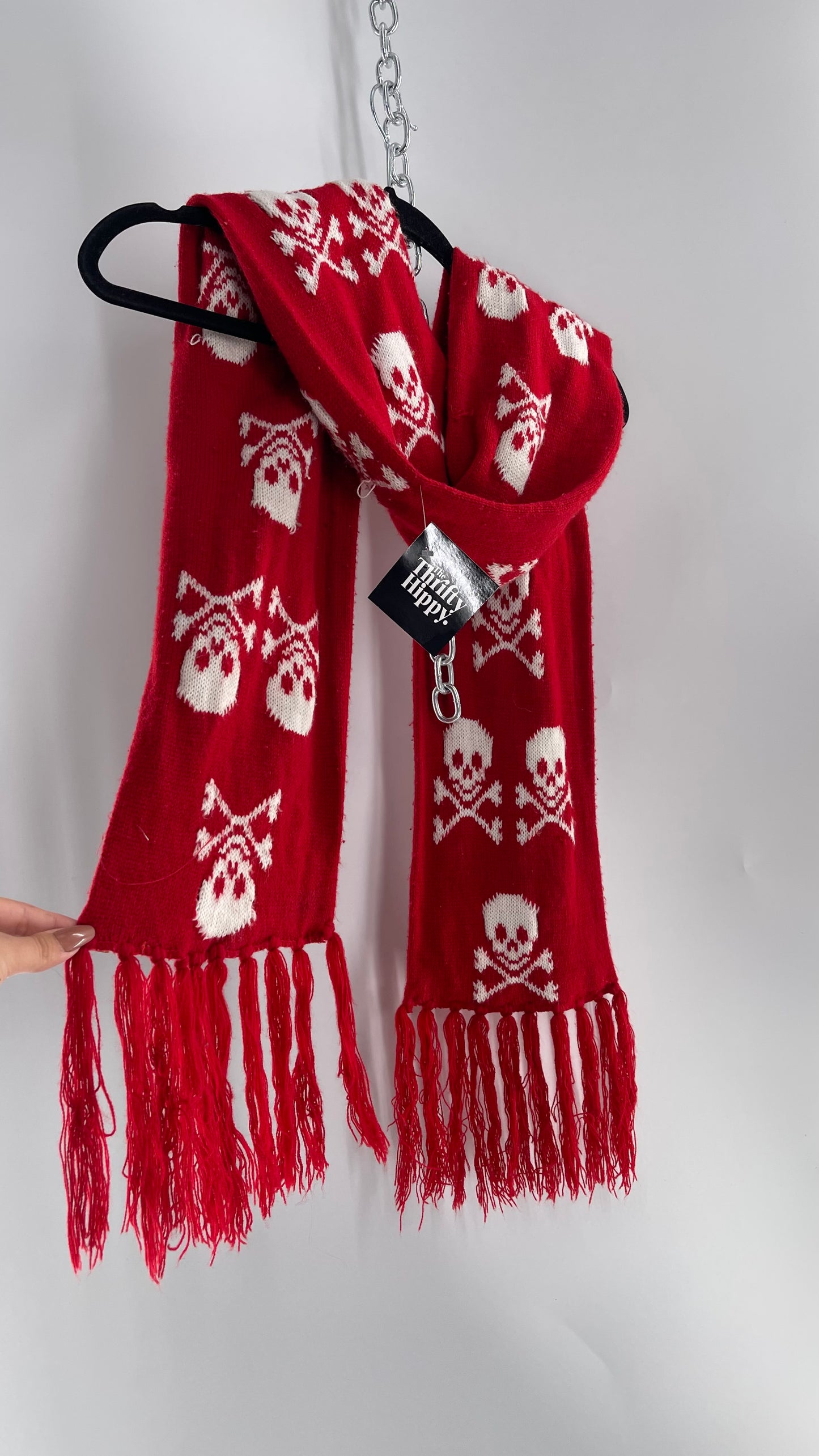 Emo Raggedy Red Skull Scarf (C)