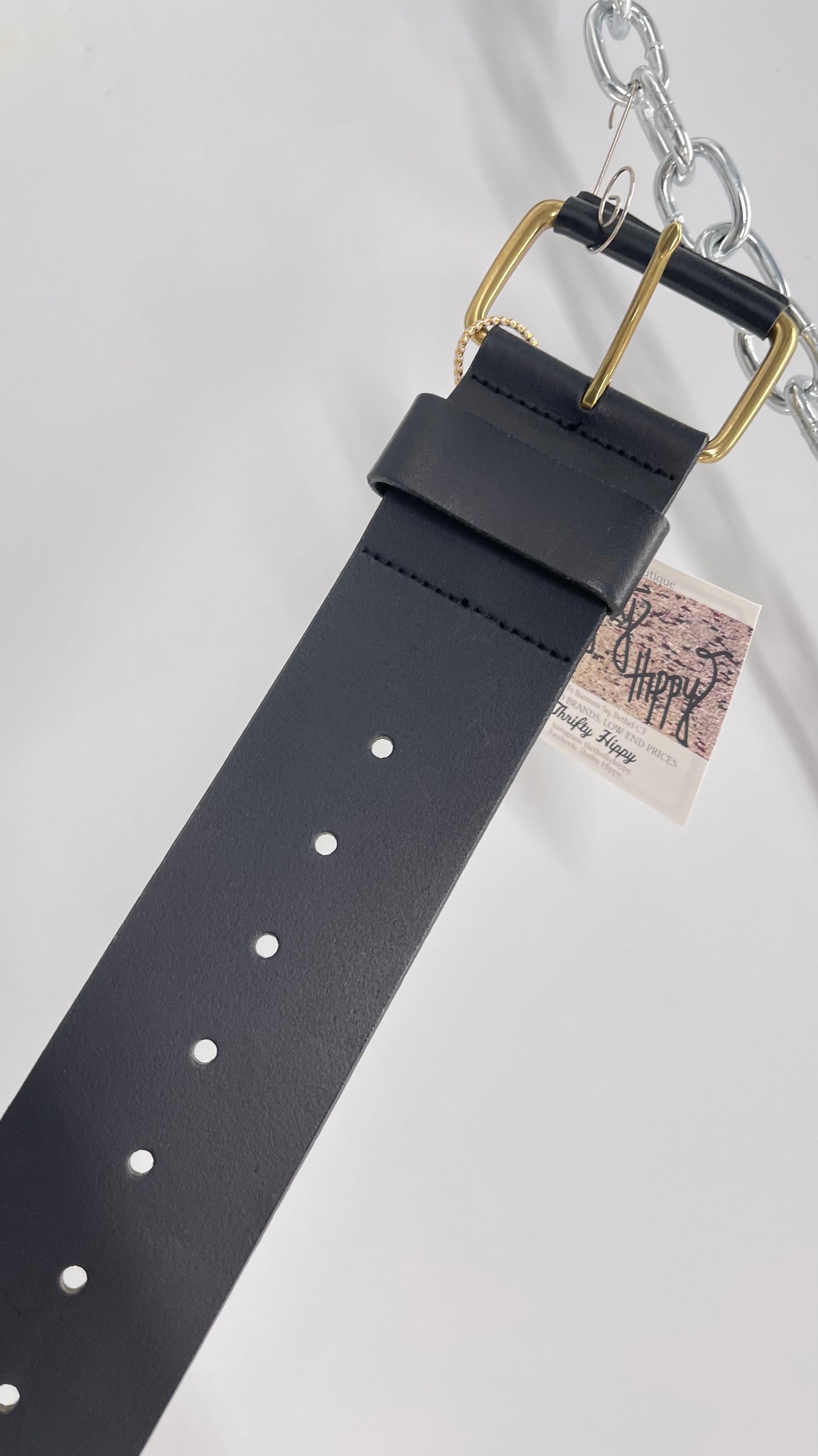 Banana Republic Wide Black Italian Cow Leather Belt (Small)