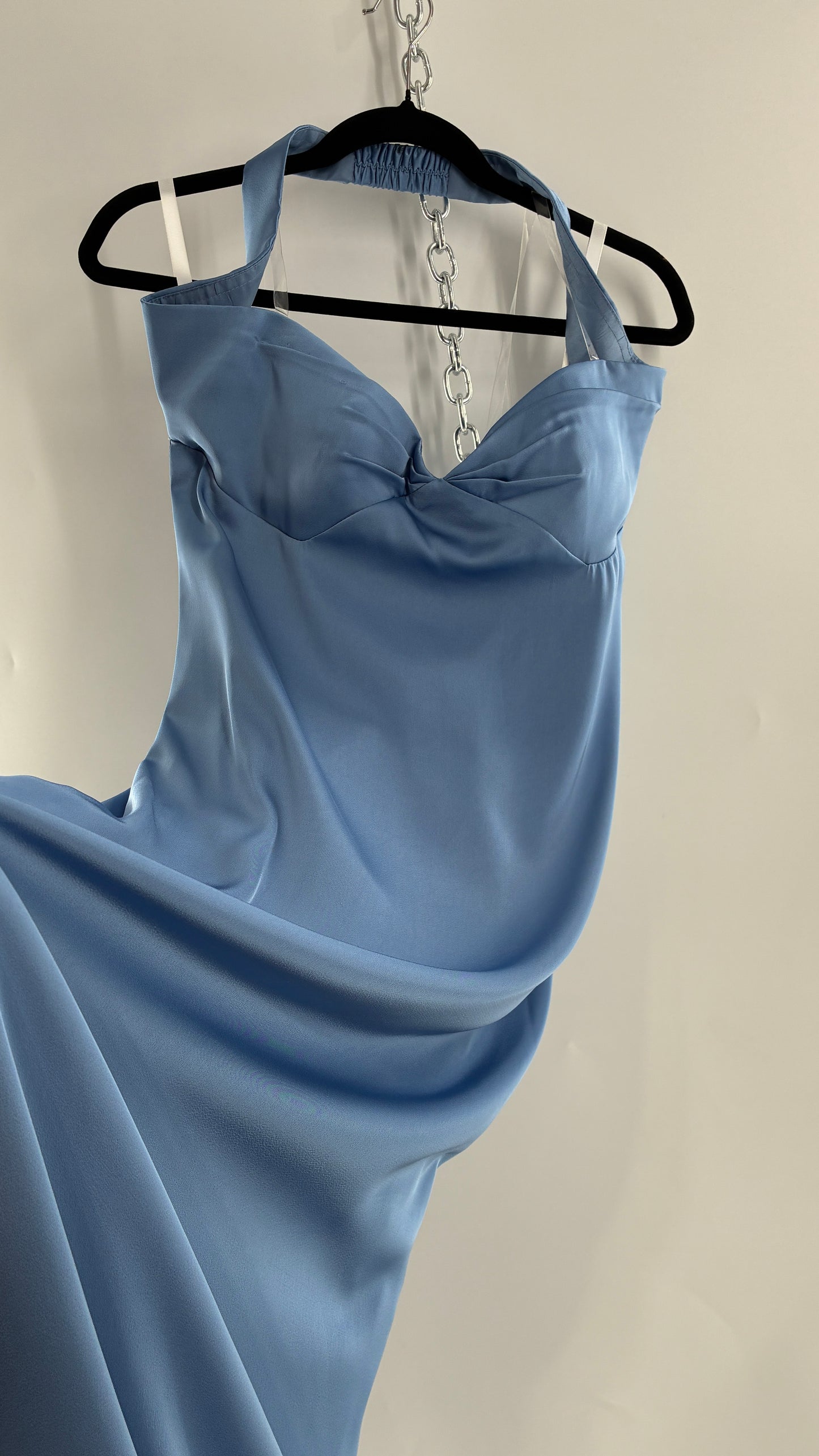 Vintage Powder Blue Full Length Gown with Ruched, Padded Bust and Tags Attached (4)