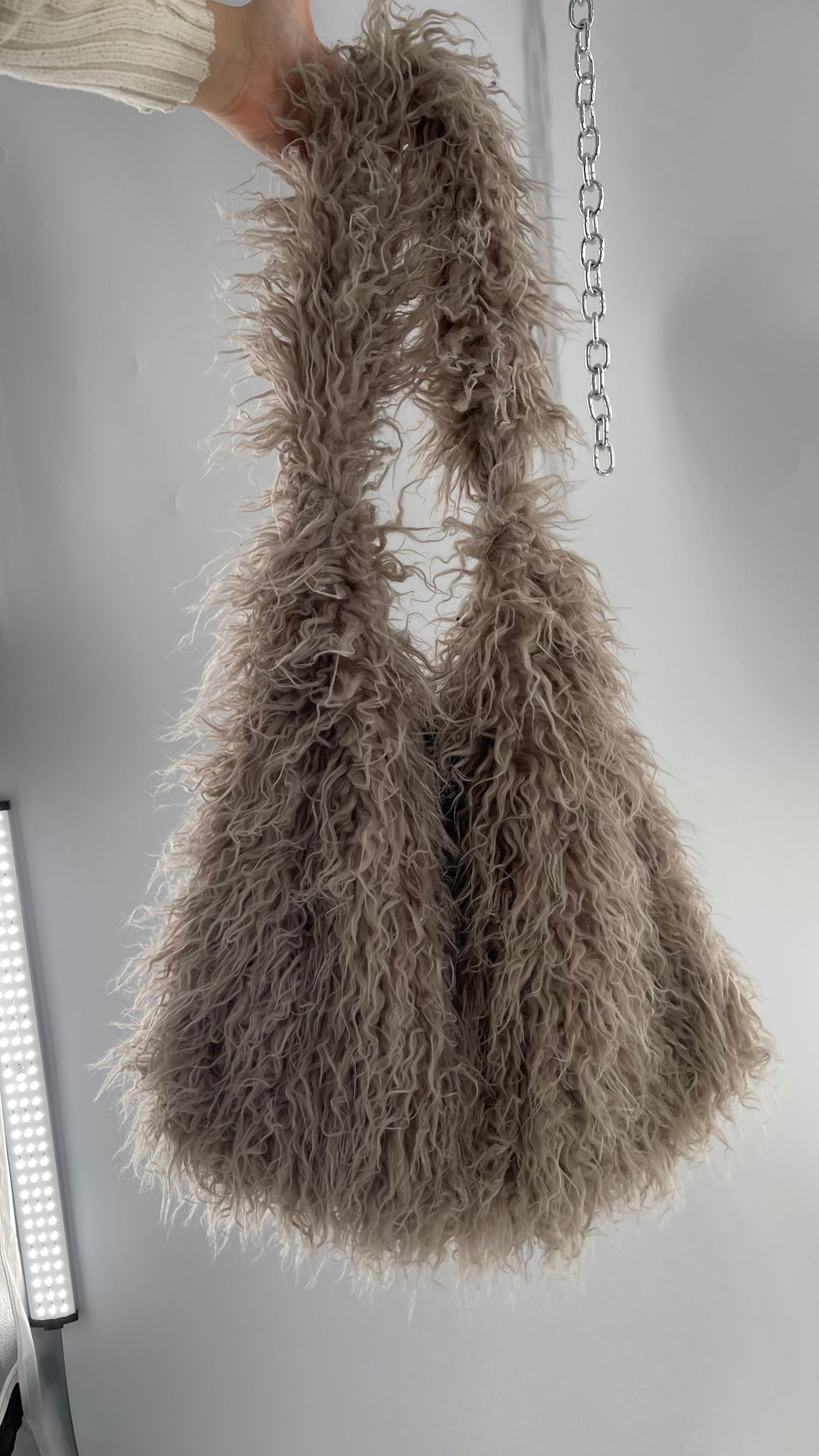 Free People Grey Shaggy Tote Bag