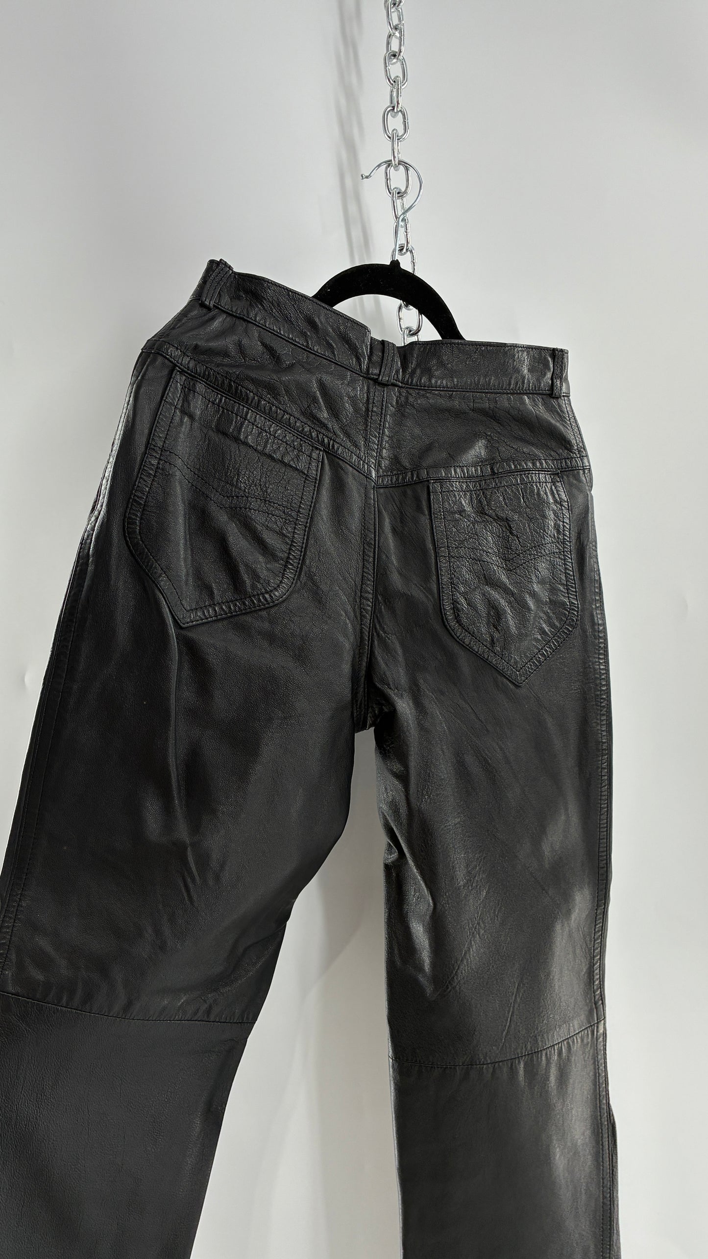 Vintage LILLIE RUBEN High Waisted Black Thin Leather Pants (6)