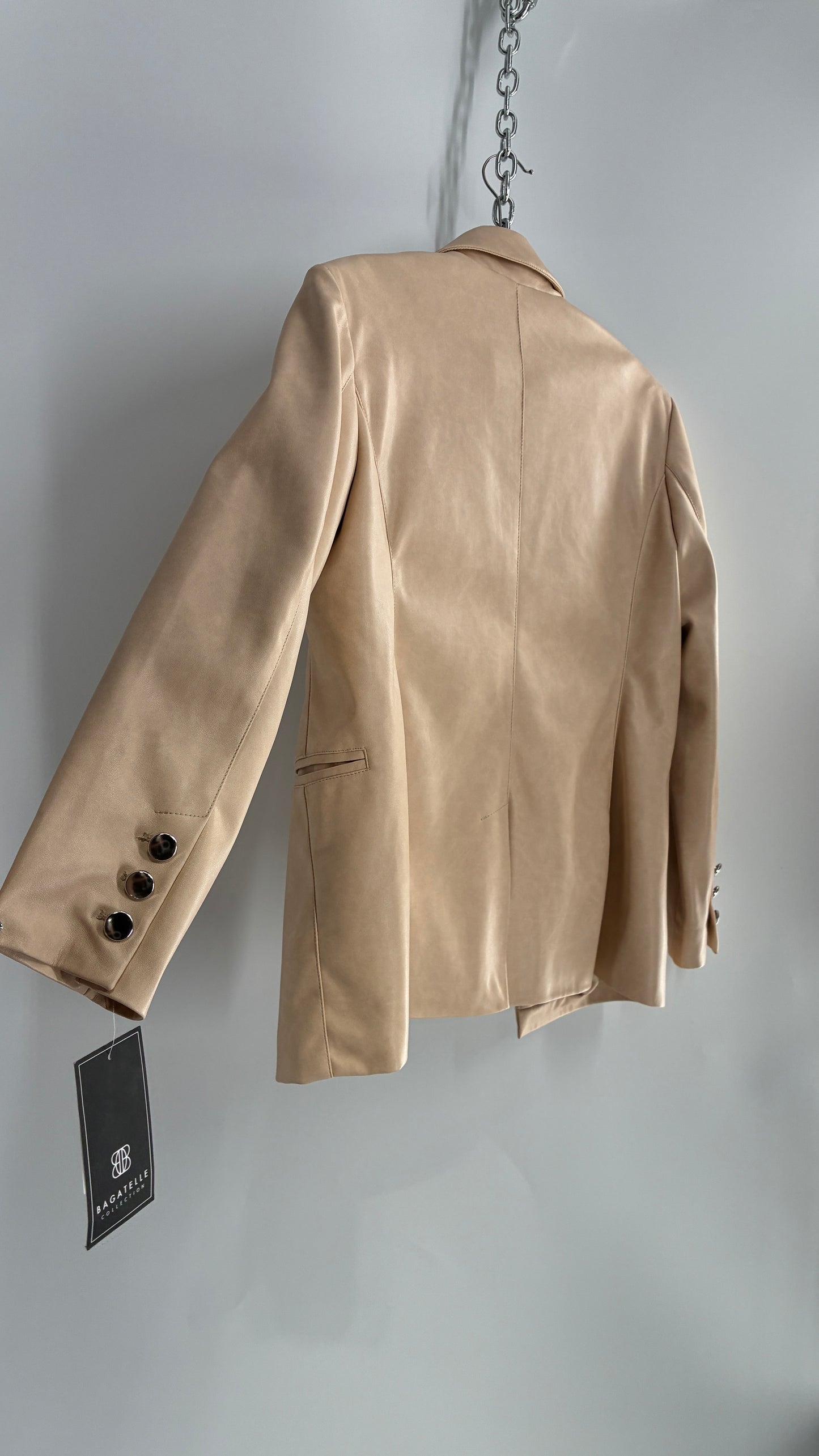 BAGATELLE Vegan Leather Cream Beige Blazer Jacket with Tags Attached (Medium)