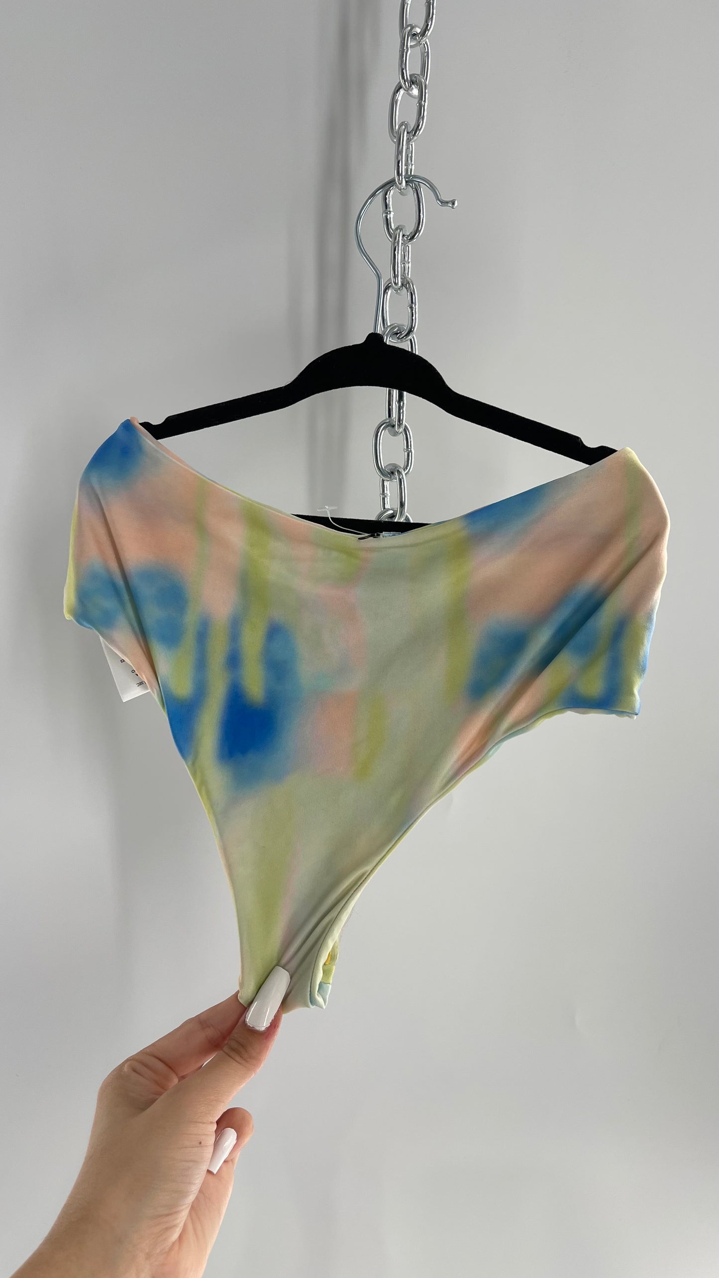 AILA BLUE Pastel Tie Dye Cheeky Swim Bottoms (Small)