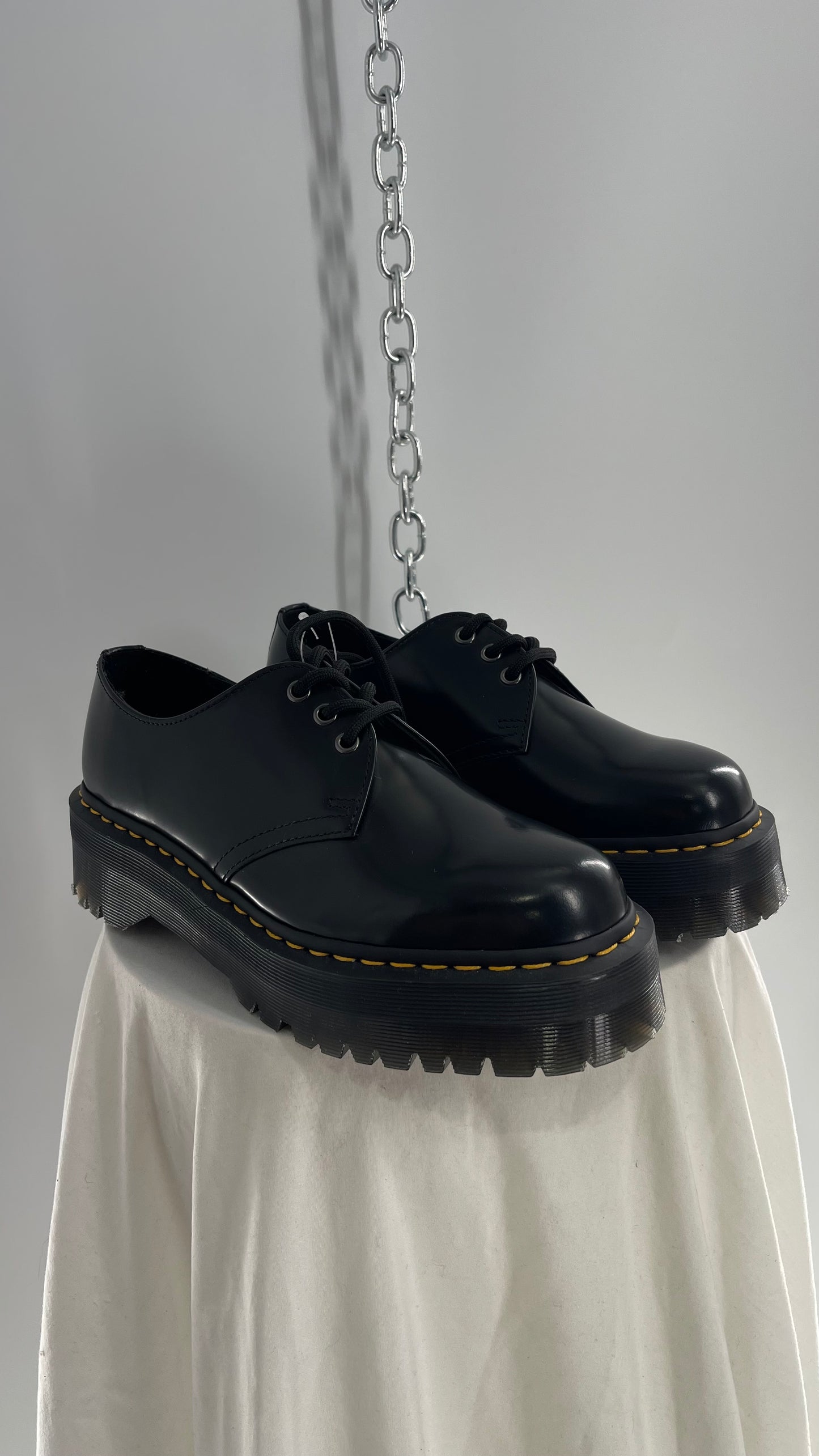 Dr.Martens Black Patent 1461 Quad li Leather Platform Oxfords (8.5L, 7.5M)