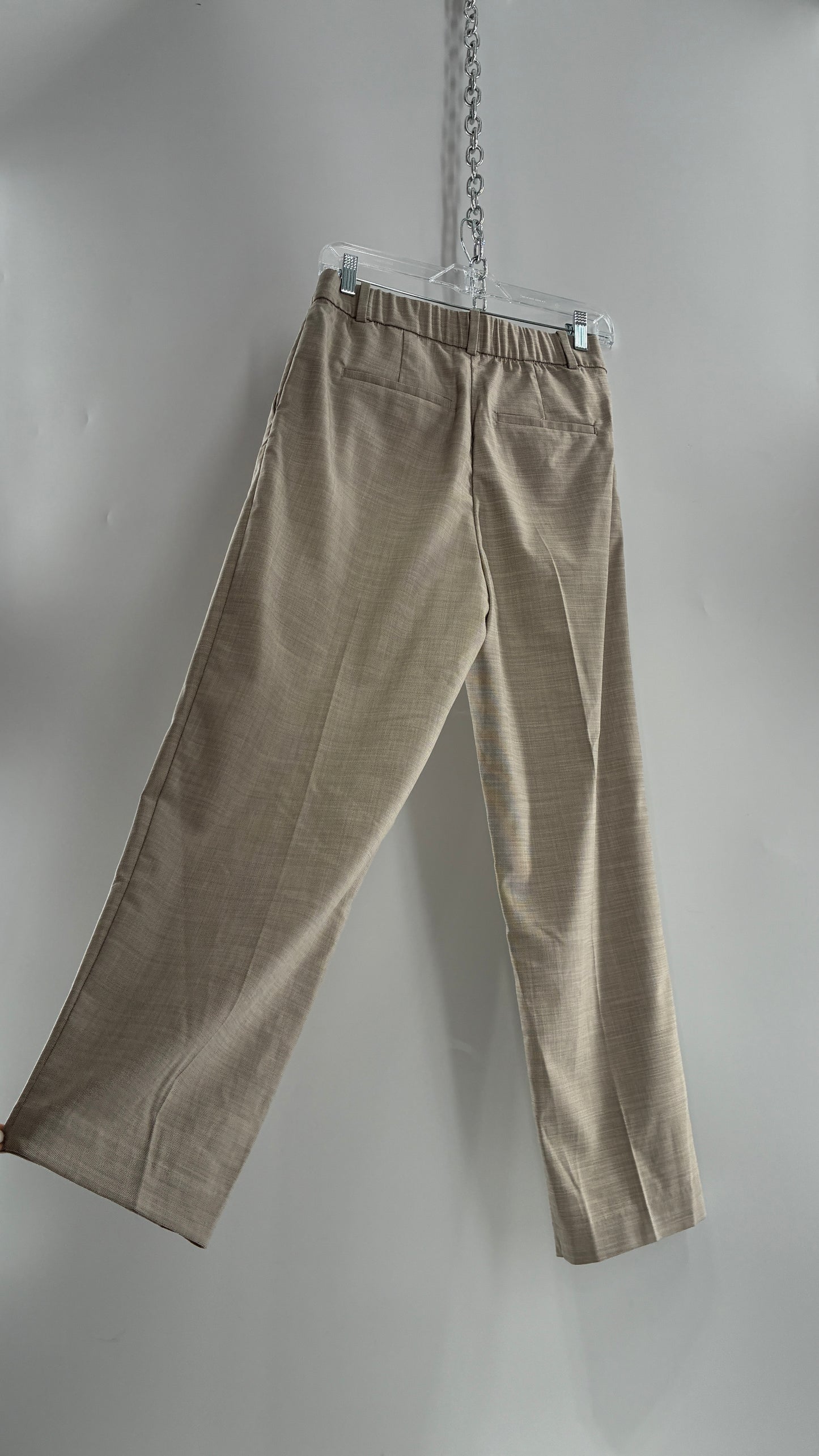 H&M 83% Recycled Polyester Beige Woven Trouser with Tags Attached (6)