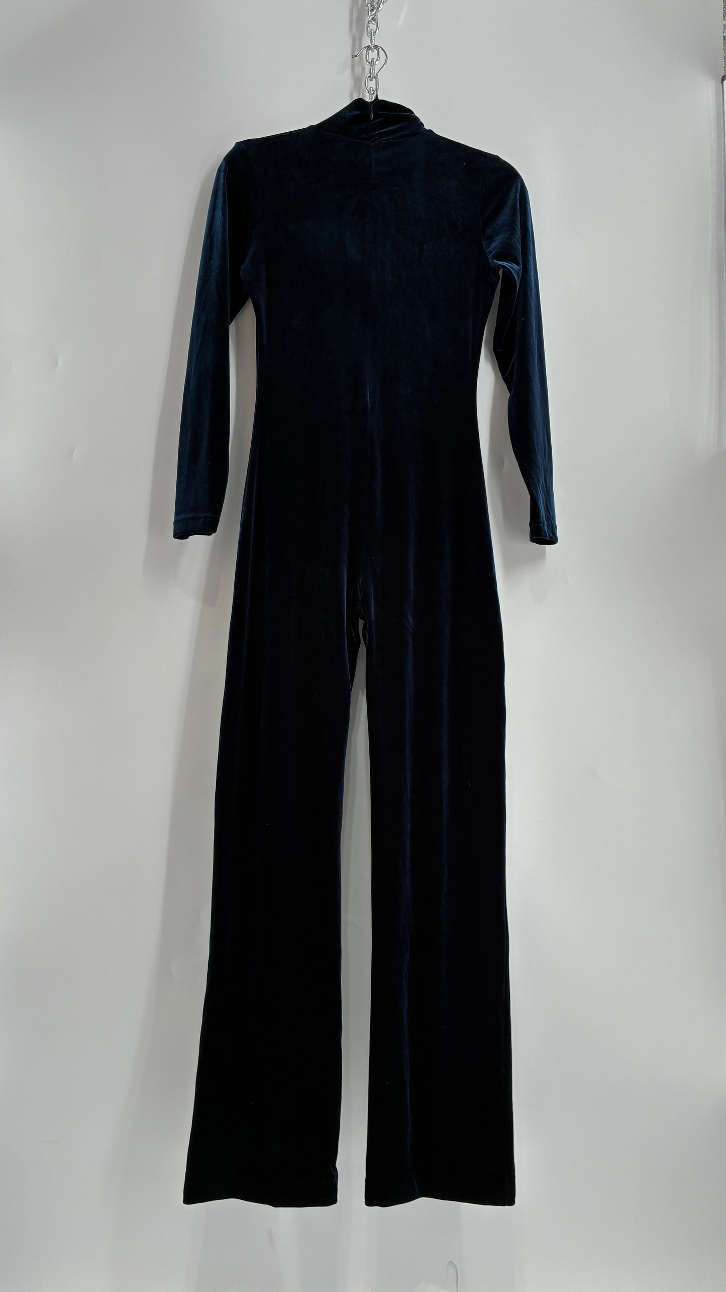 Vintage 1990s MODA INTERNATIONAL Midnight/Navy Blue Jumpsuit with Cut Out Keyhole Detail (Small)