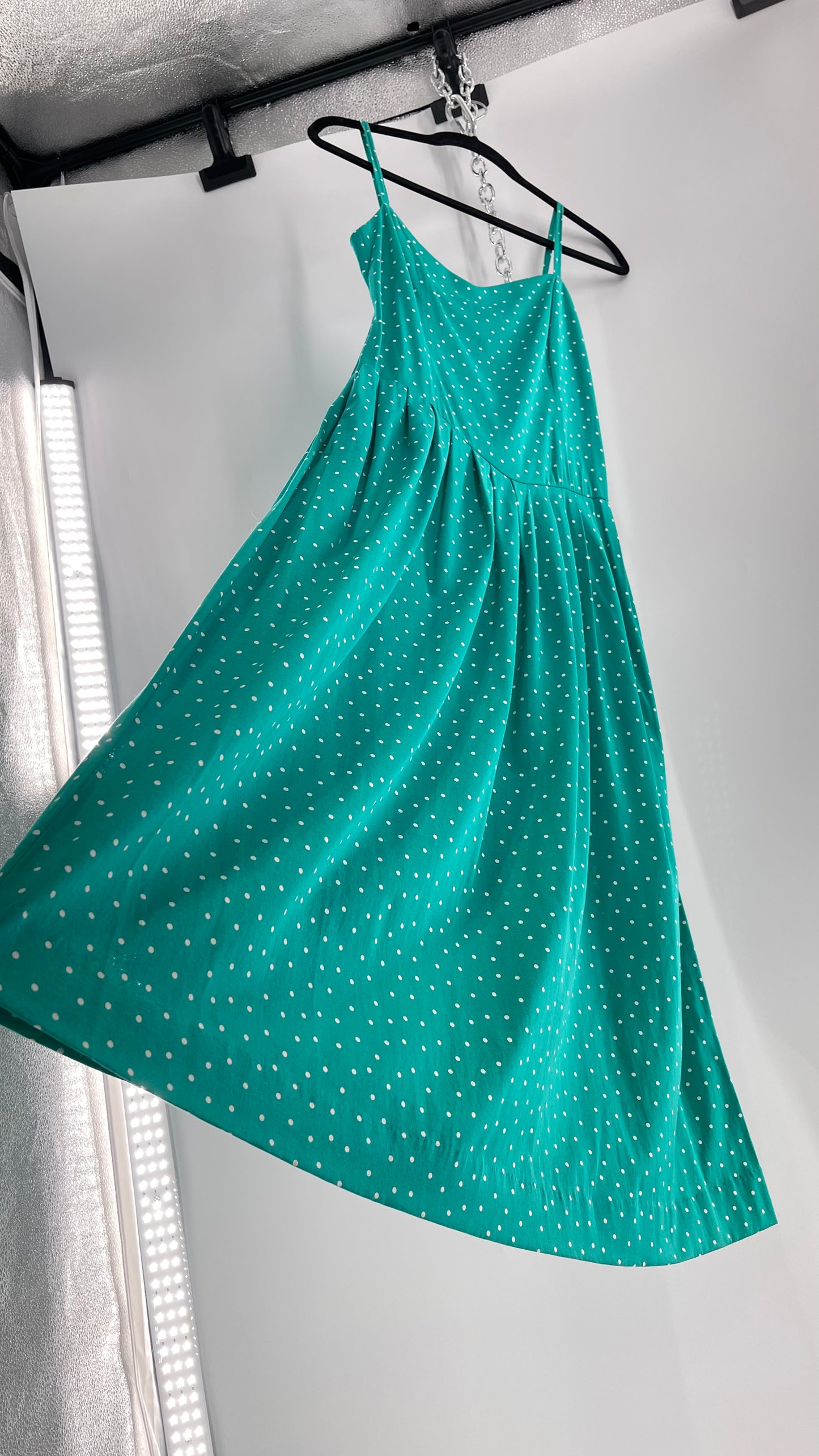 Vintage Laura Ashley Teal Polka Dot (8)