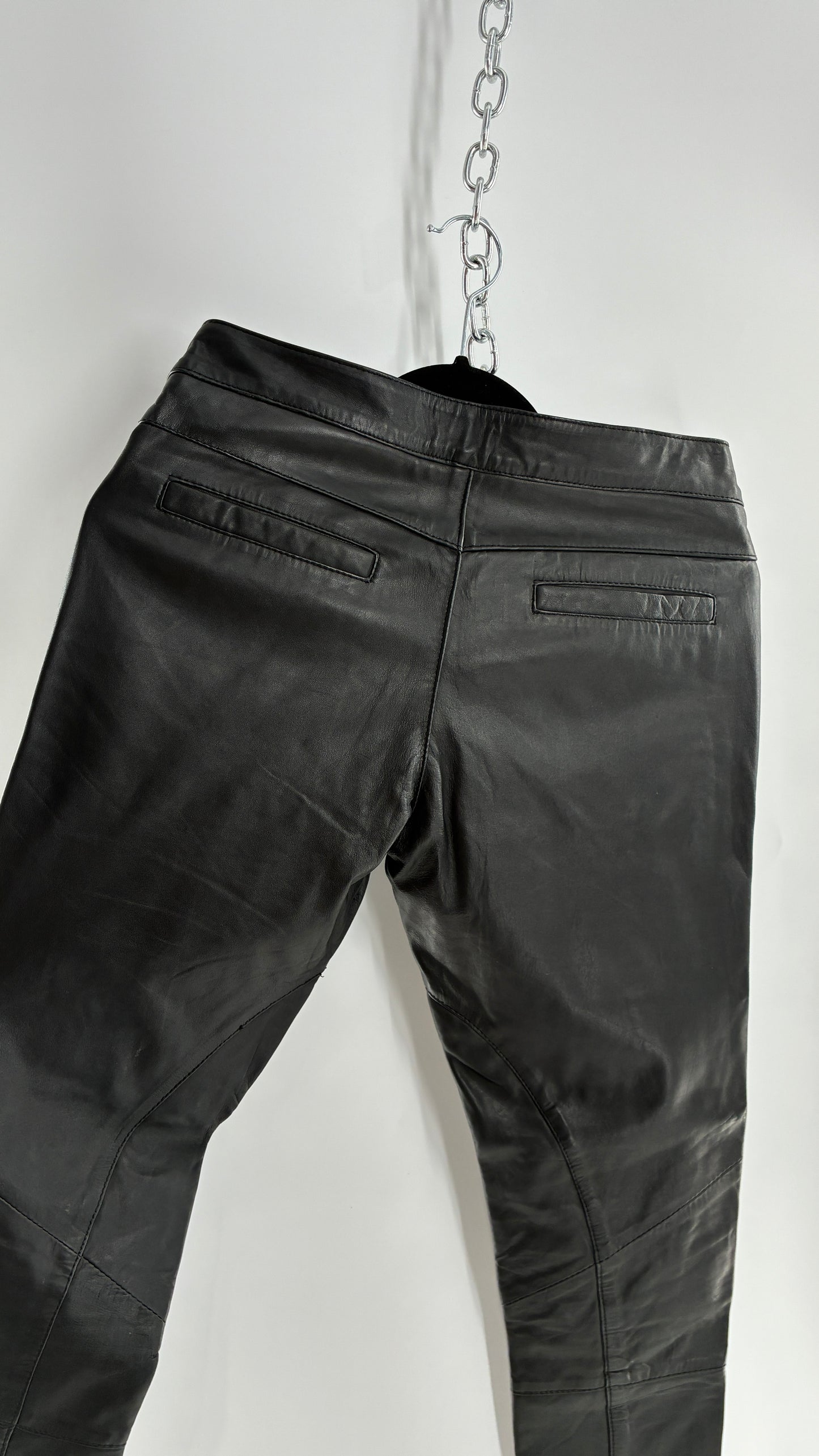 ASOS Low Rise Genuine Leather Patchwork Style Motorcycle Pants (6)