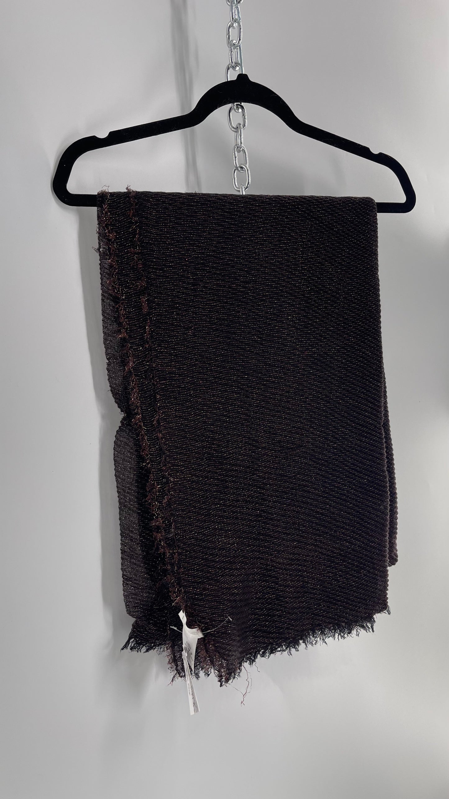 Maurice’s Black Thin Knit Voluminous Scarf with Bronze Woven Tinsel