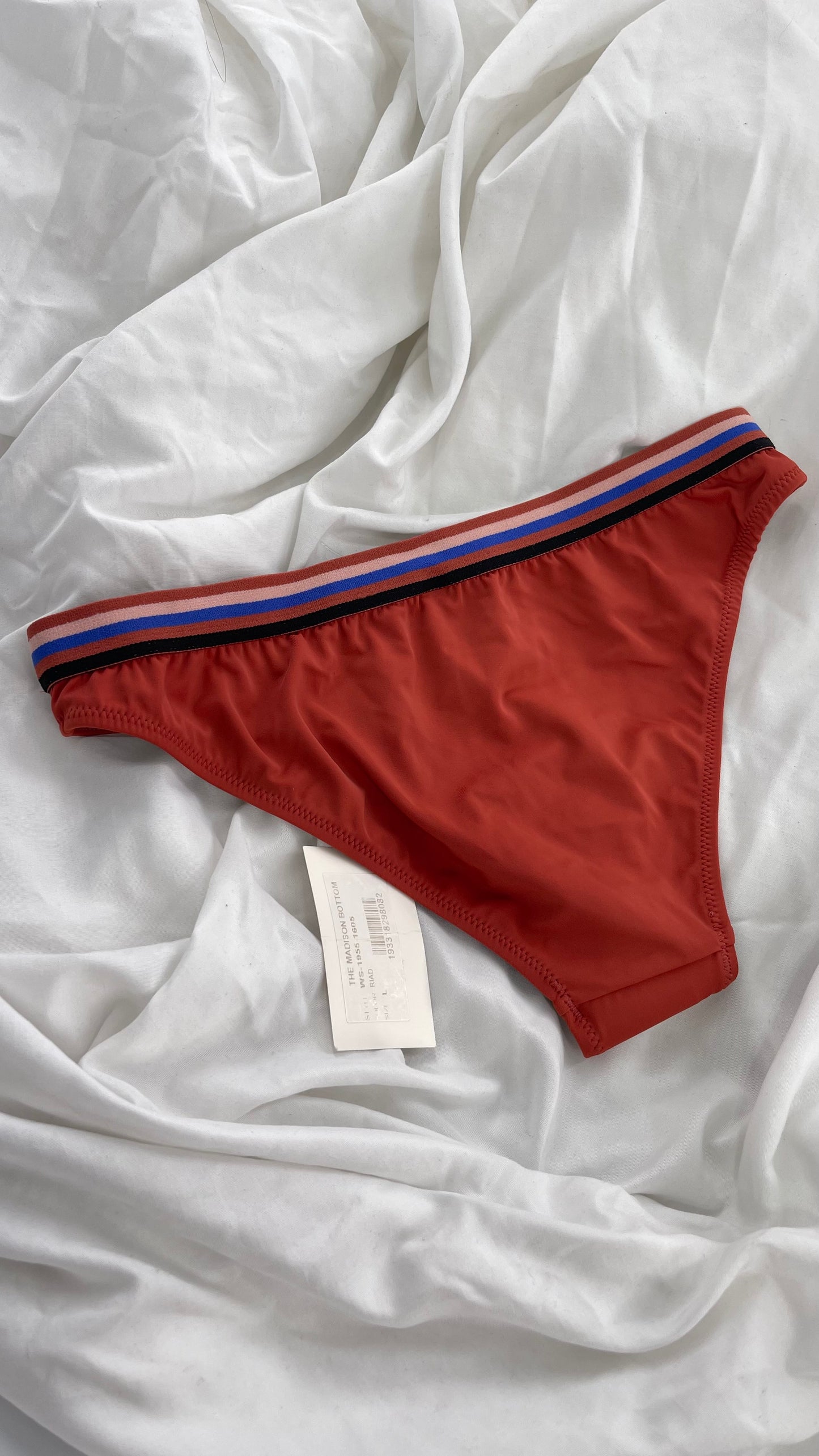 Anthropologie Brick Swim Bottoms with Striped Elastic Waistband with Tags Attached (Large)