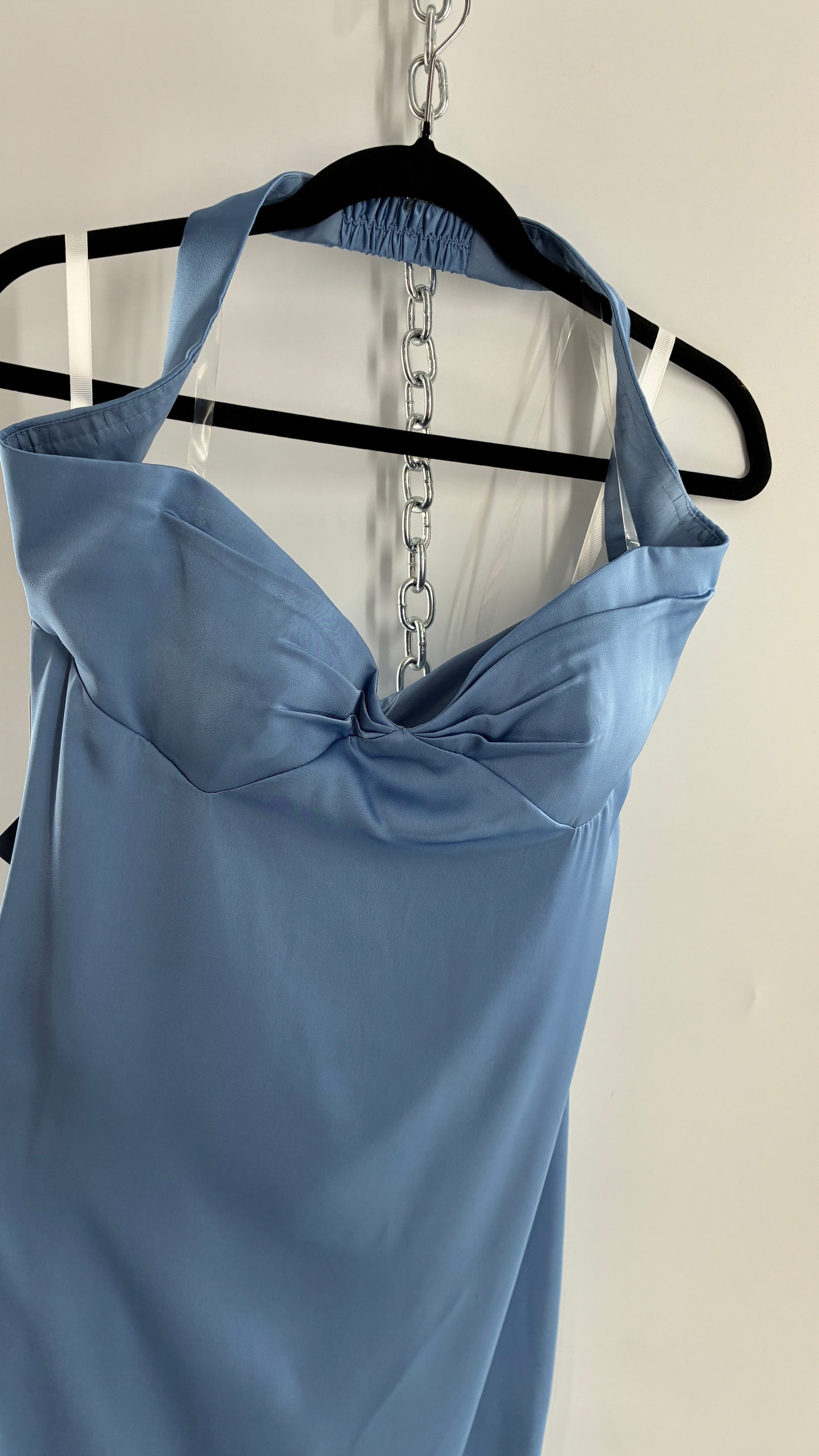 Vintage Powder Blue Full Length Gown with Ruched, Padded Bust and Tags Attached (4)
