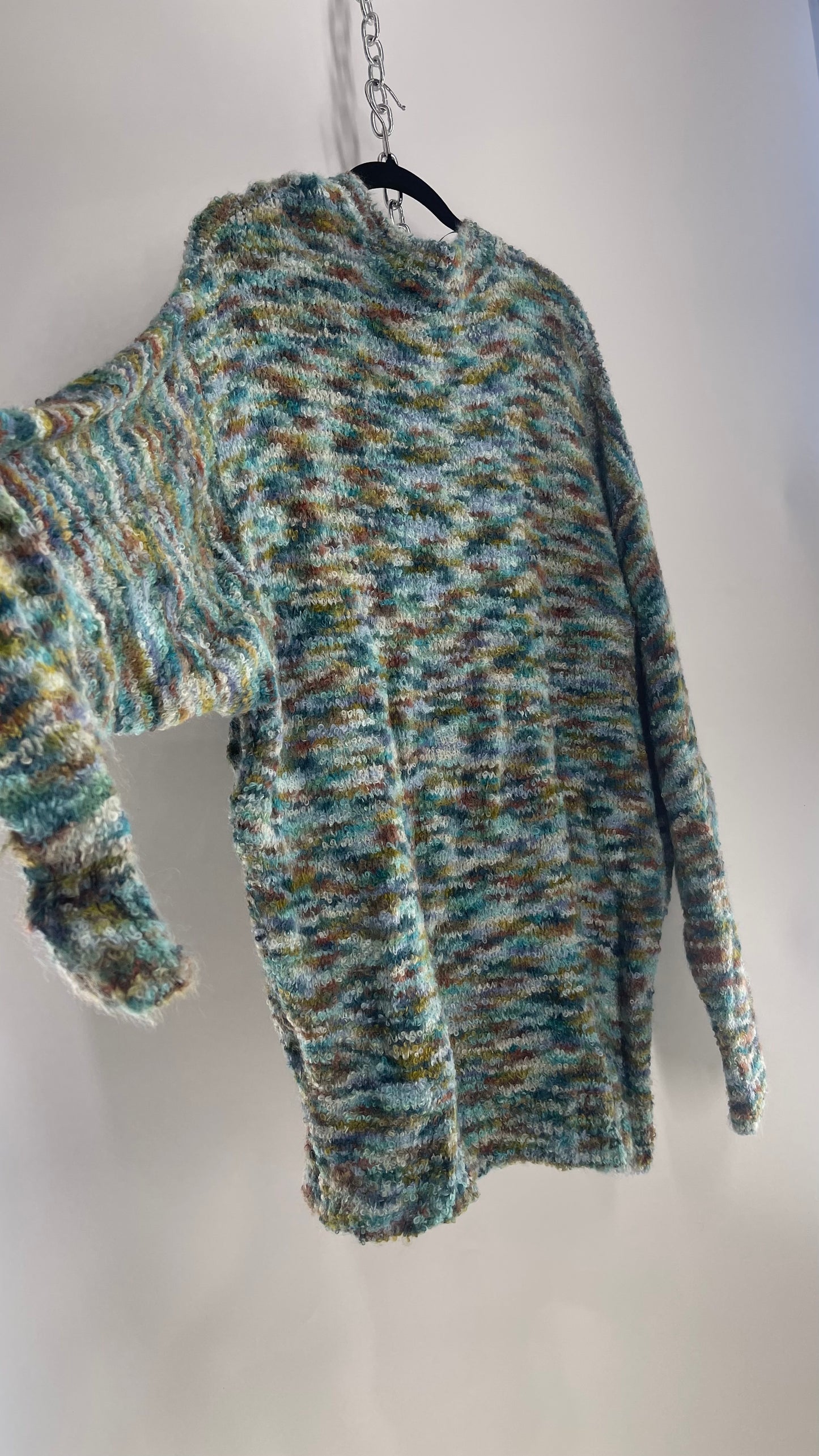 Free People 72% Alpaca 21.5% Wool Green/Blue Sweater (Medium)