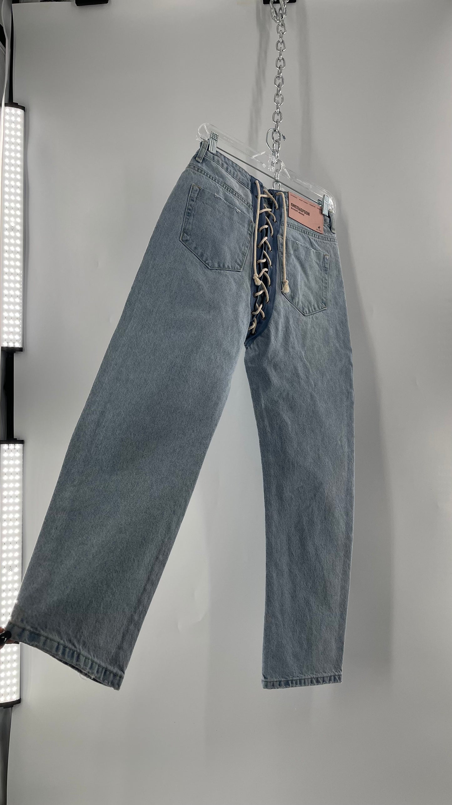 One Teaspoon Best Blue Lace Bandit Jeans Lace Up Detail on Front and Back (24)