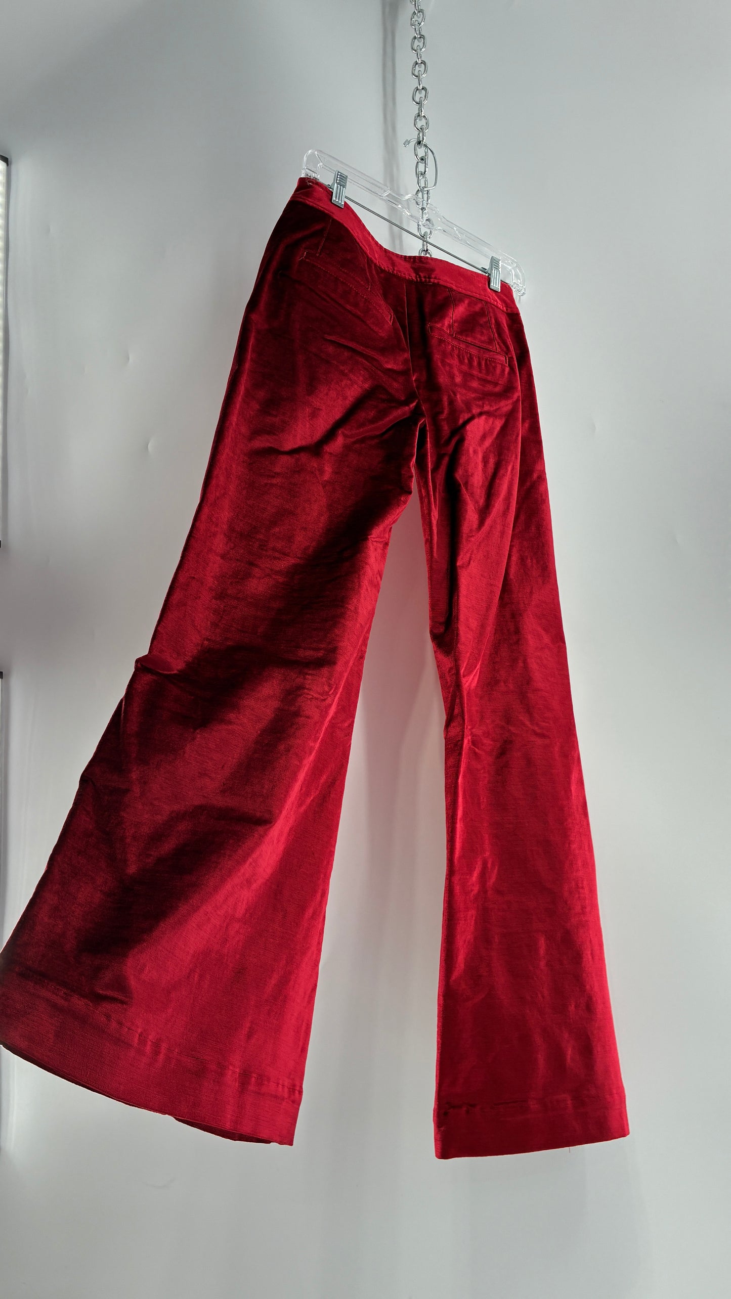 Free People Red Velvet Walk with You Kick Flare Hot Pants (2)