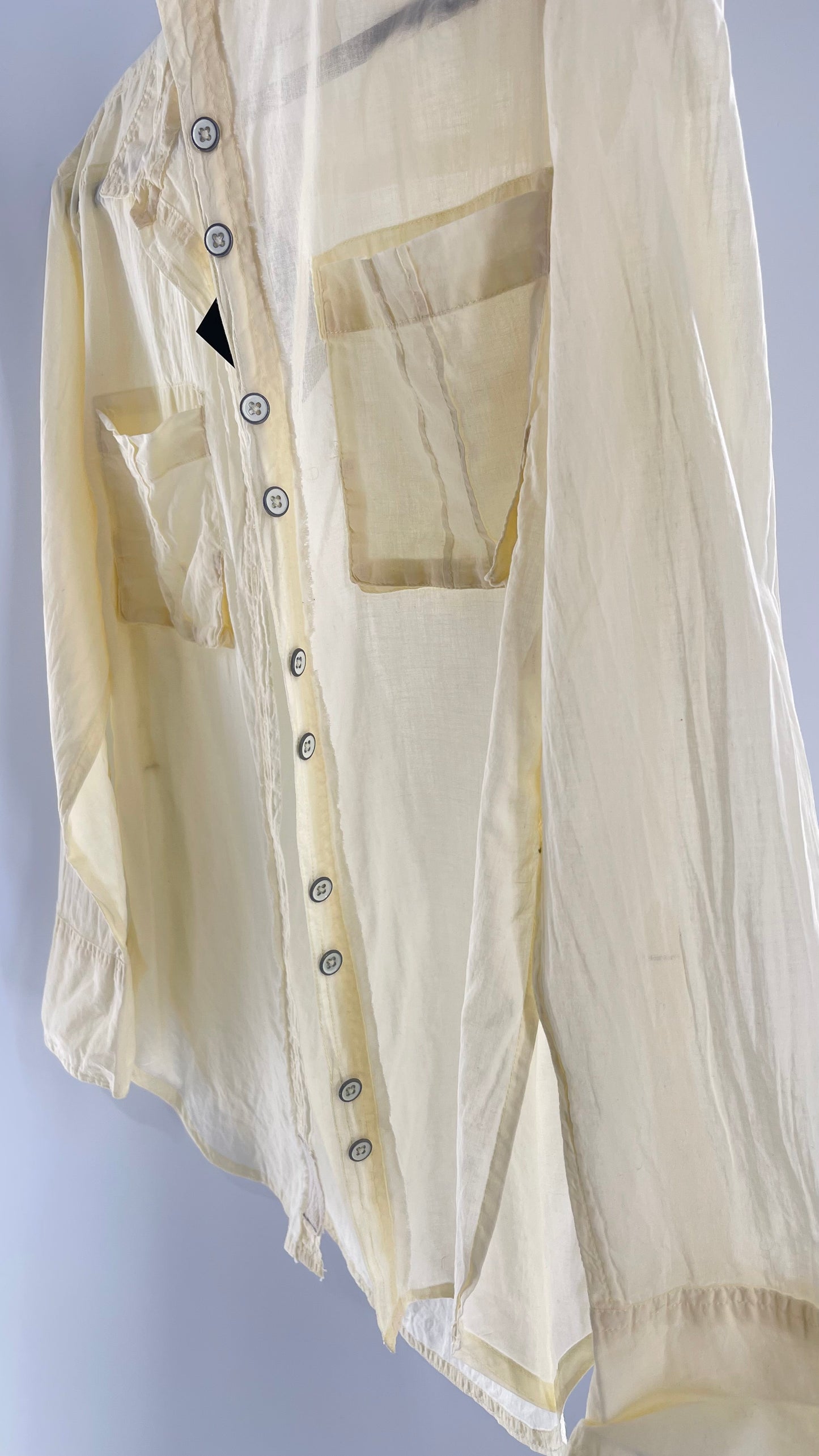 Free People Baby Yellow Sheer 100% Cotton Beachy Button Up with Tags Attached (XS)