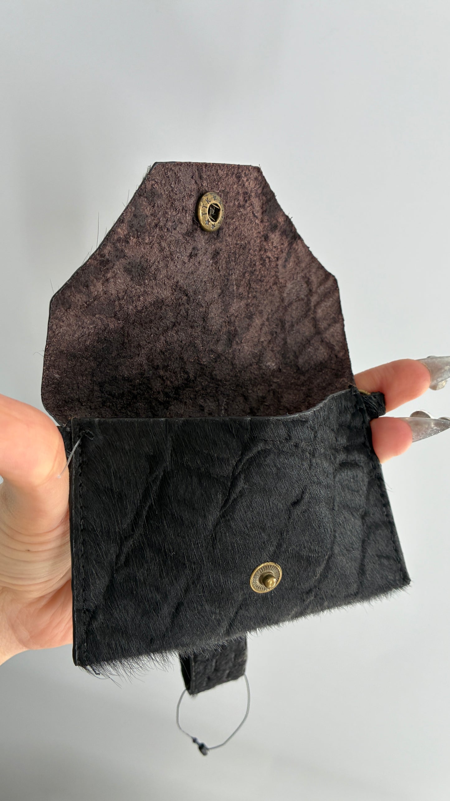 Free People Black Hide Genuine Leather Envelope Belt Pouch