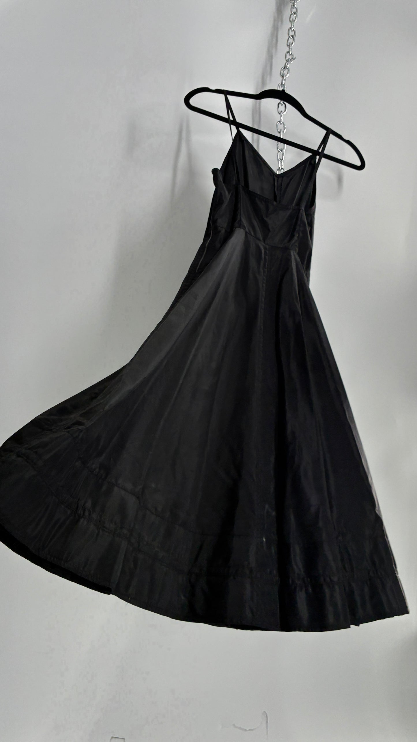 Vintage Black Midi Crinoline Style Dress (S)
