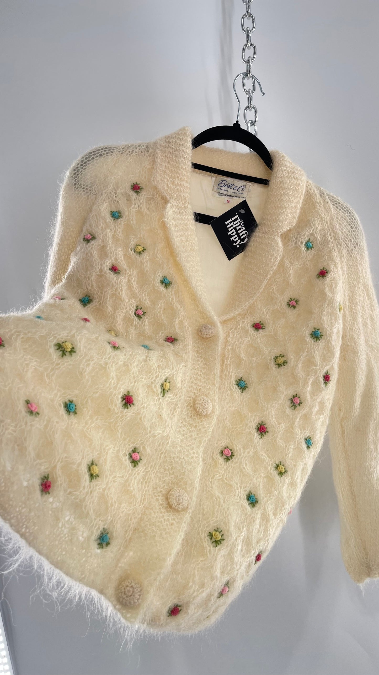 Vintage Best & Co Lil Rose, Cream Granny Cardigan (Medium)