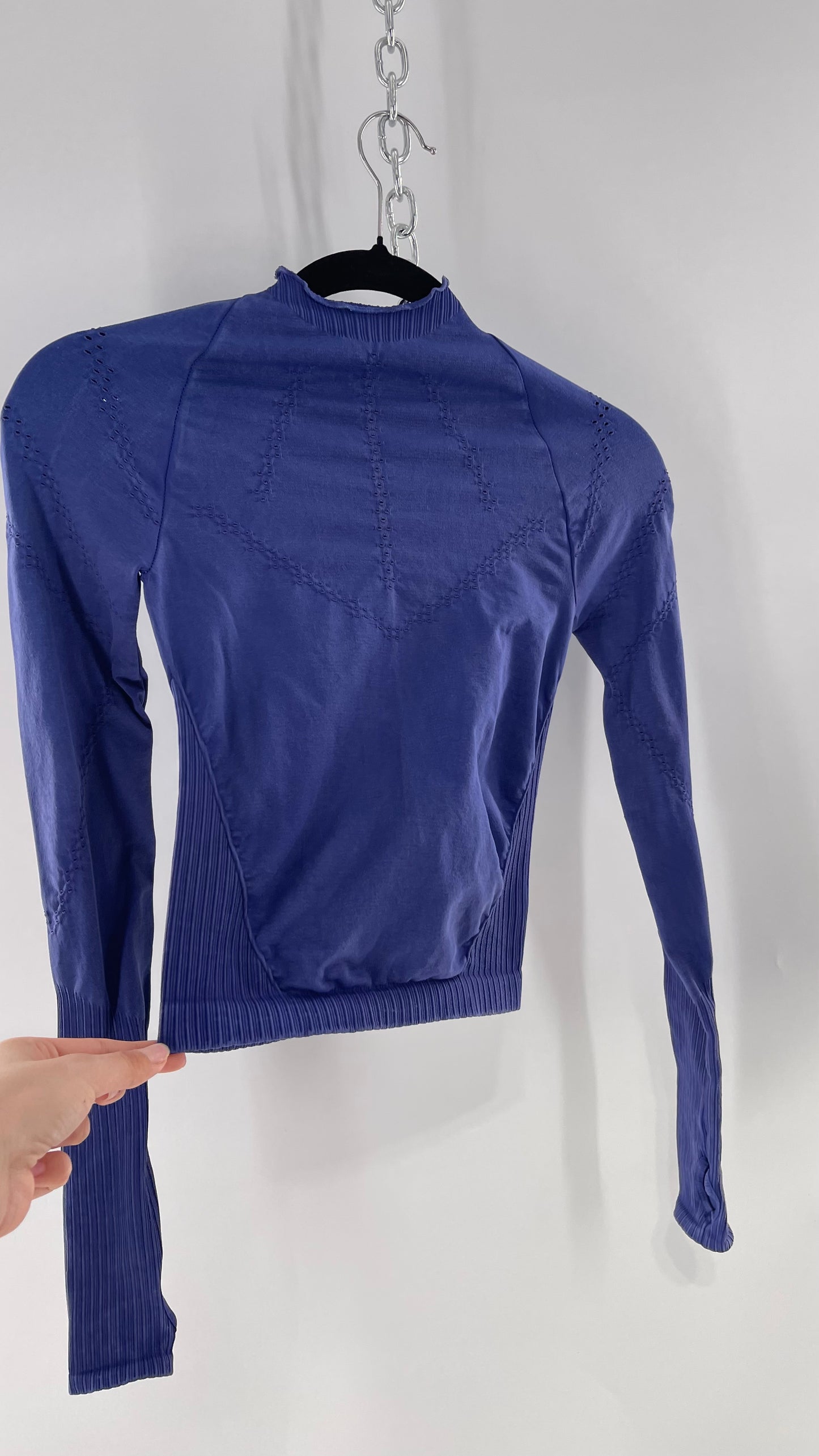 Free People Movement Spandex Perforated Purple Skim Top (XS/S)