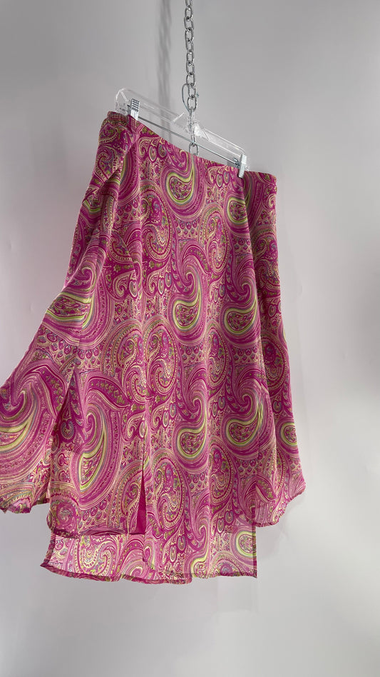 VINTAGE Pink Paisley Midi Skirt (22/24)