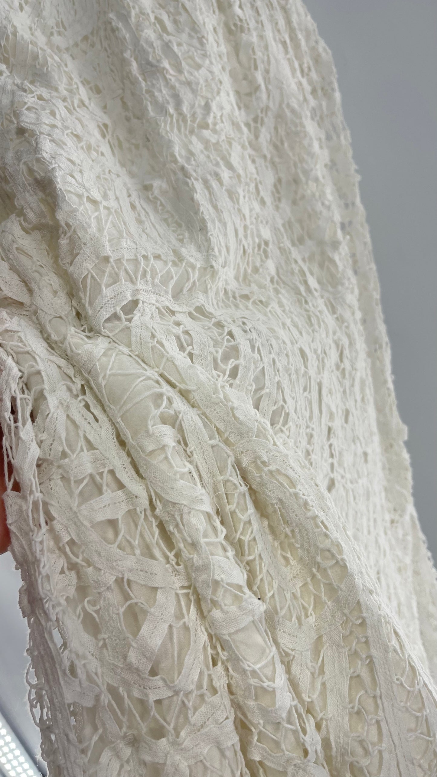Free People White Lace Full Length Skirt (XS)