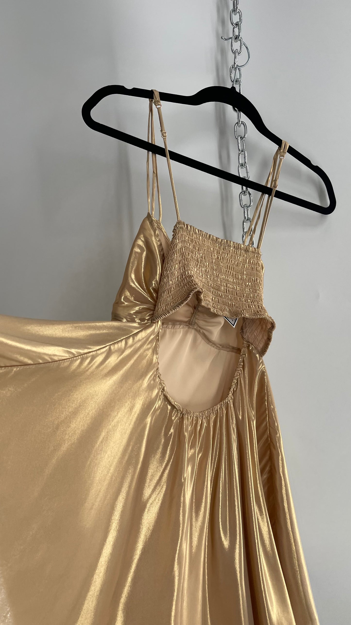 Intimately Free People Liquid Metal Gold Backless Dress (XS)