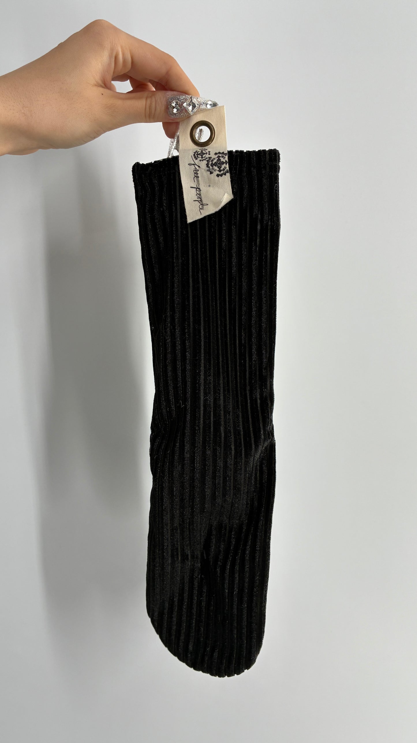 Free People Black Velour Ribbed Socks