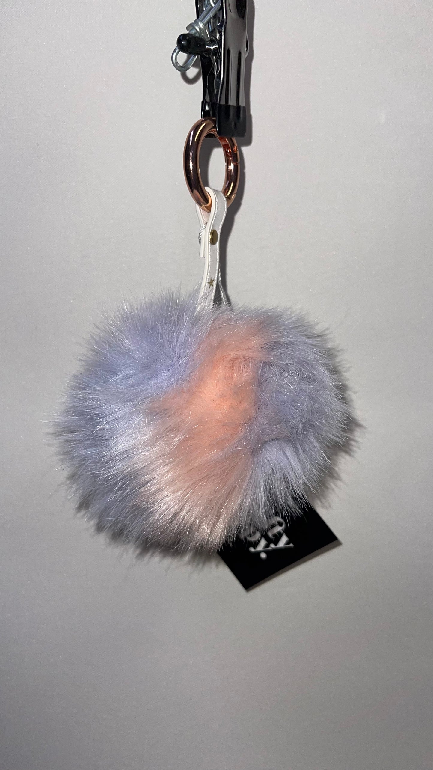Free People Cotton Candy Pom Pom Keychain with White Star Strap