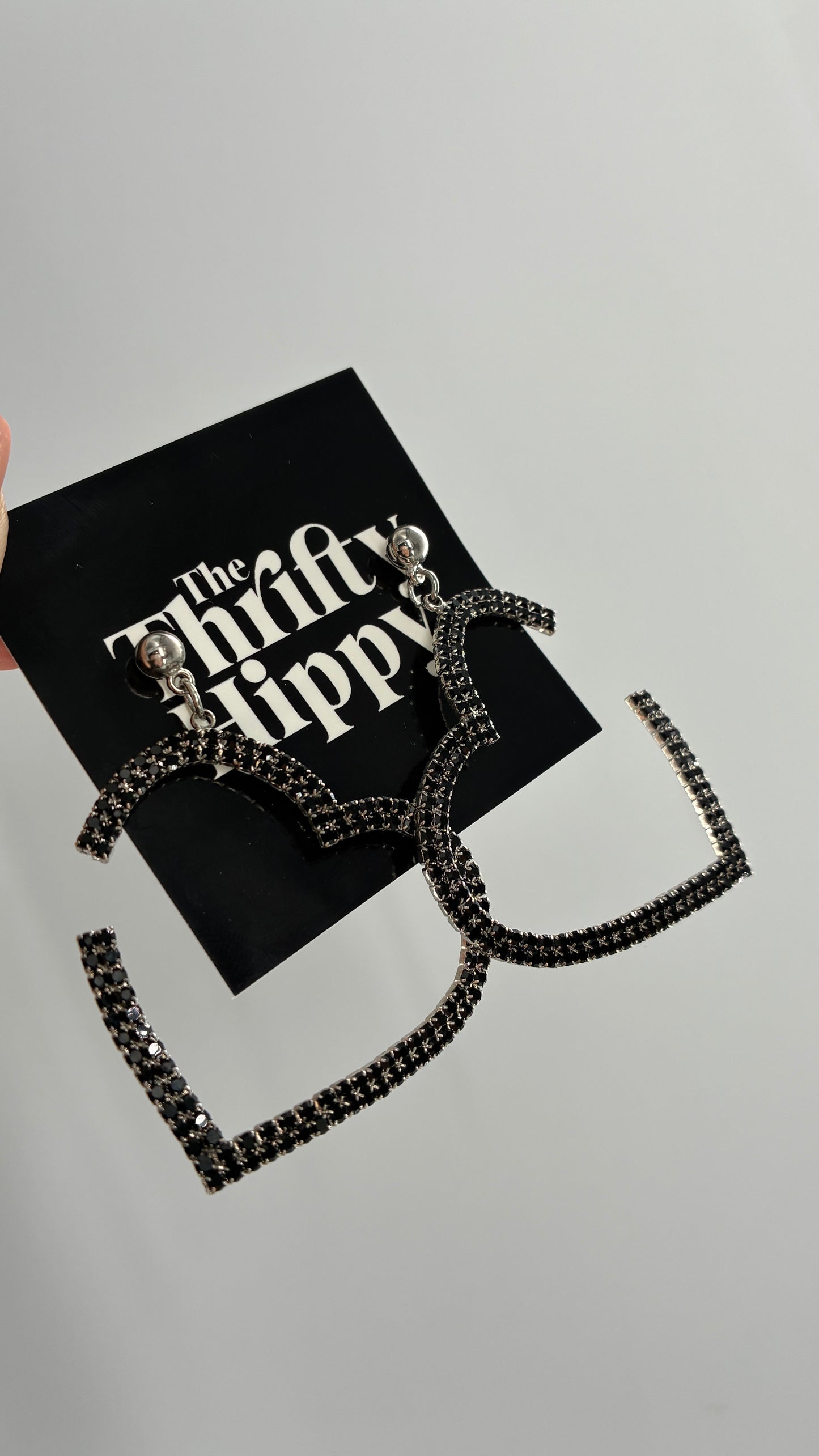 Free People Black Hoop Heart Earrings