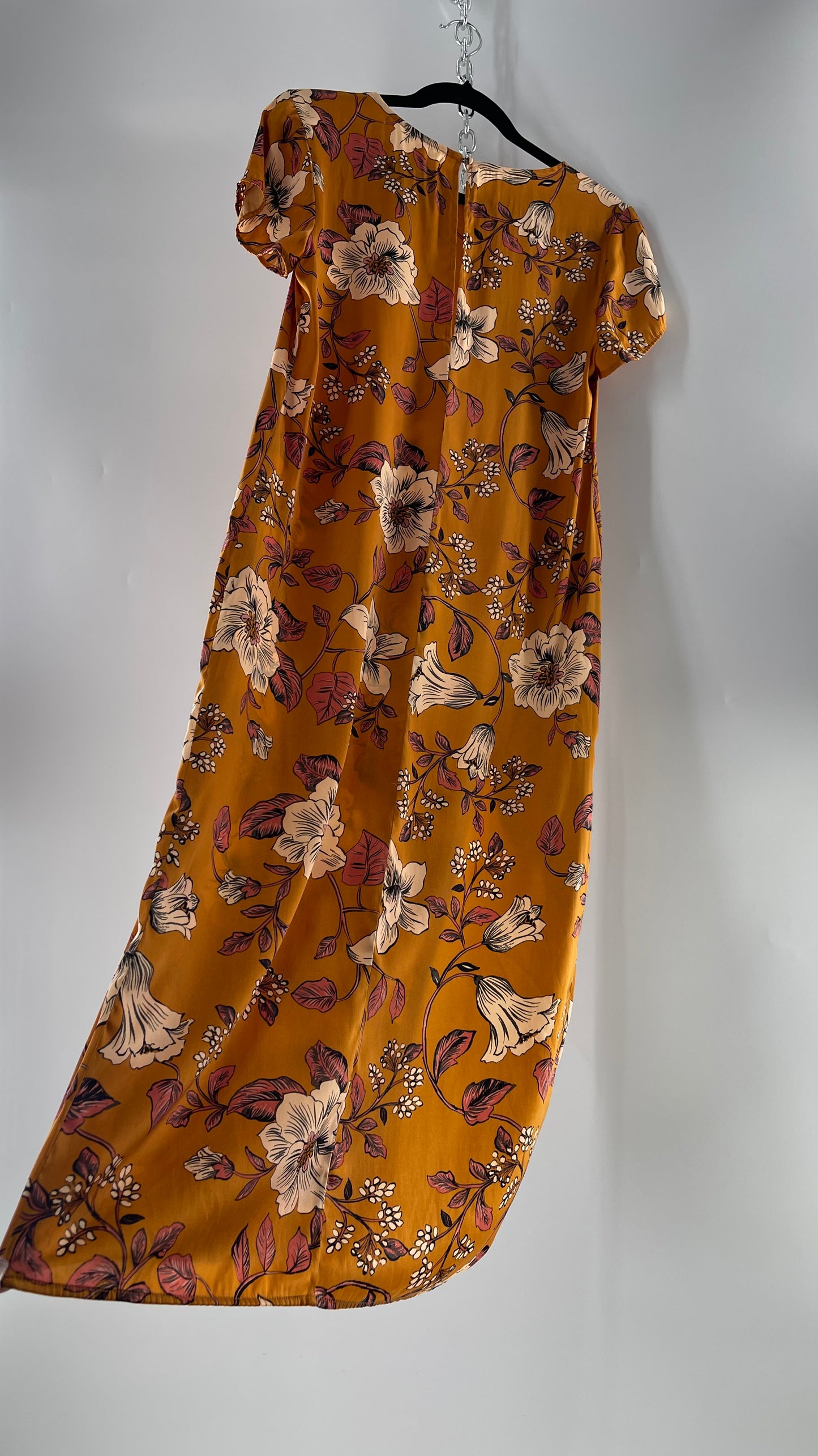 Saltwater Anthropologie - Brown / Burnt Orange Flower Maxi Dress (Size Large)