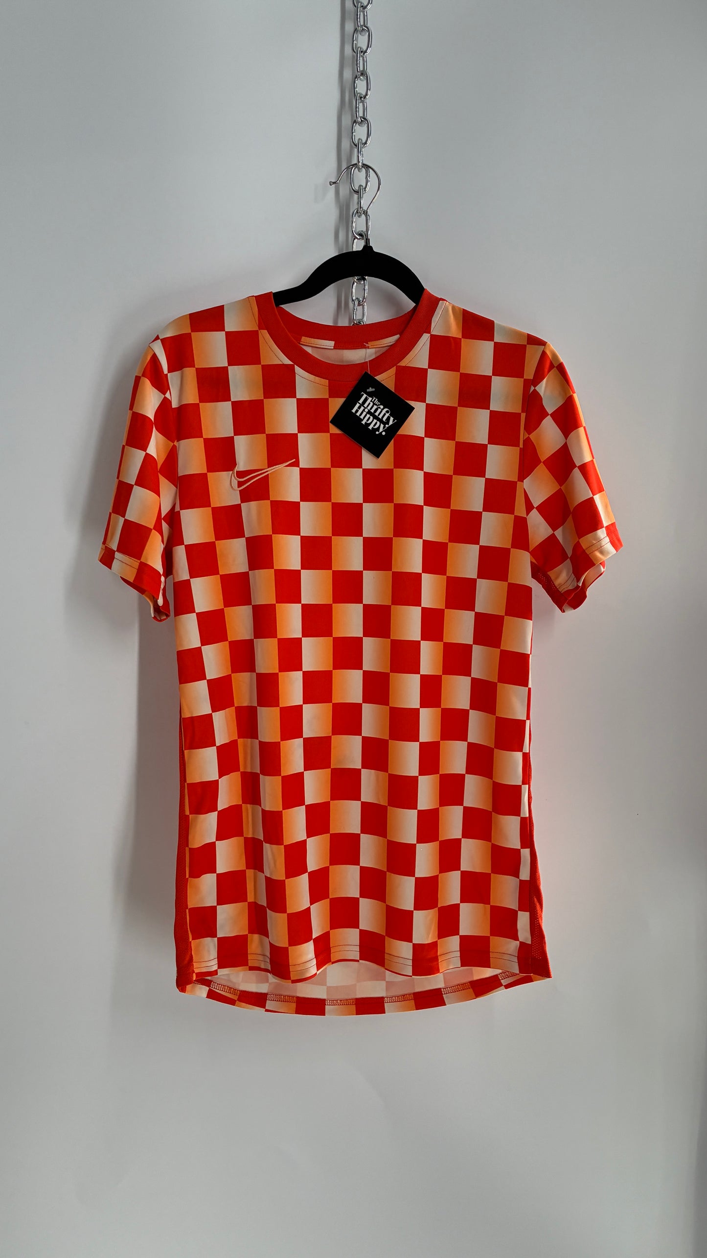 NIKE Orange Checkered Jersey T (Medium)