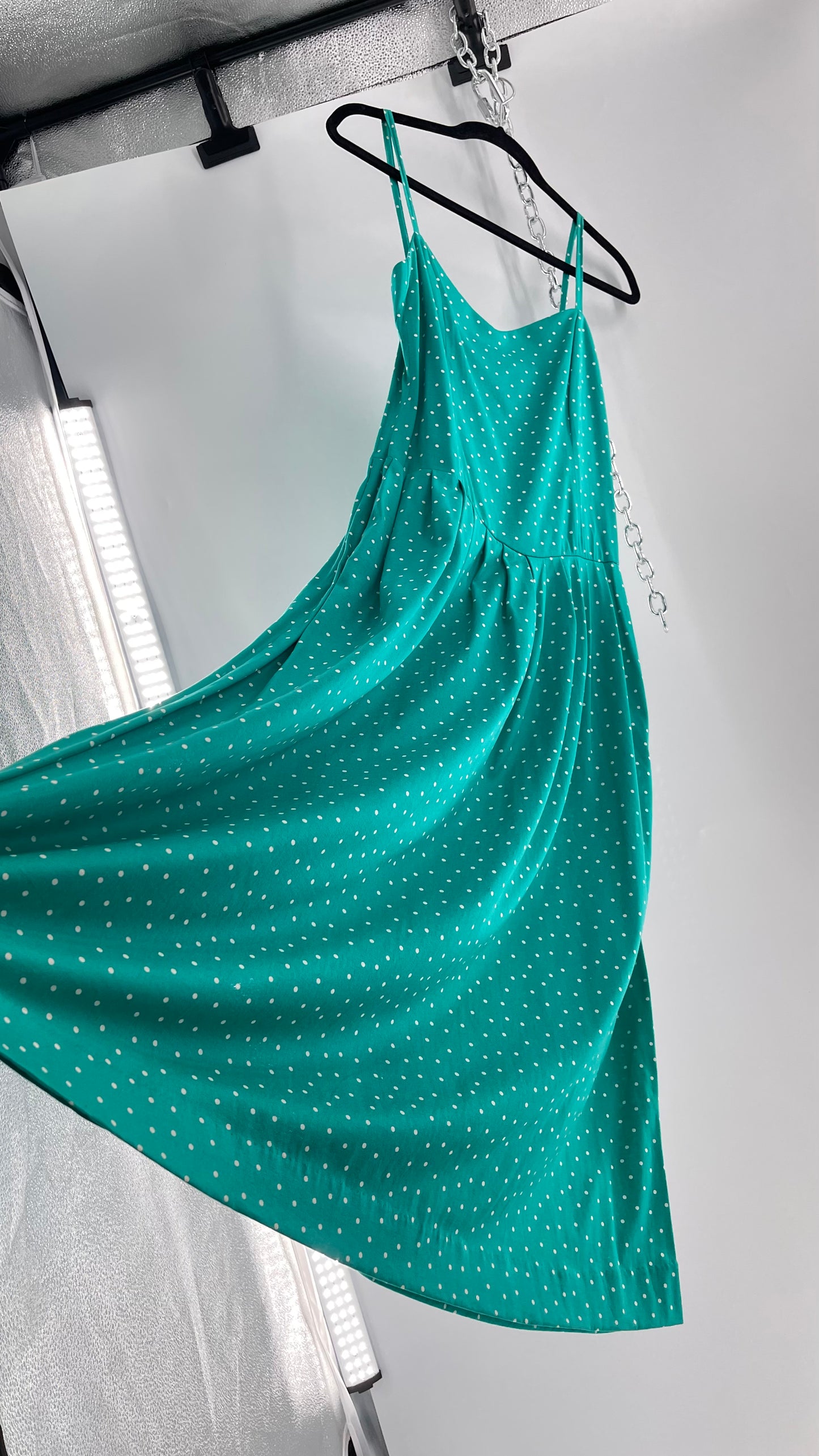 Vintage Laura Ashley Teal Polka Dot (8)