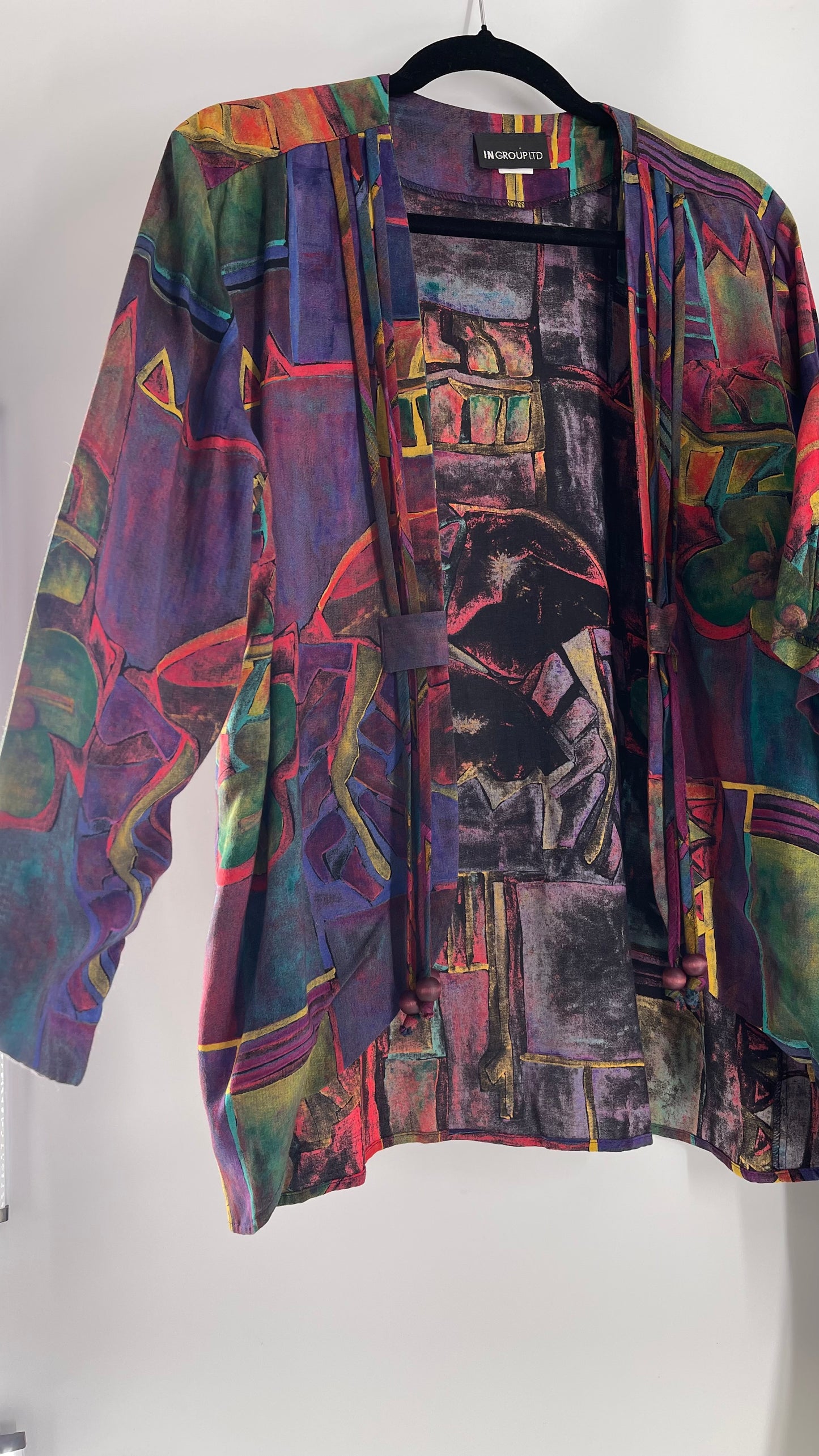 Vintage INGROUP LTD Abstract Art Girl 3pc Set -Skirt,T and Cape (2)