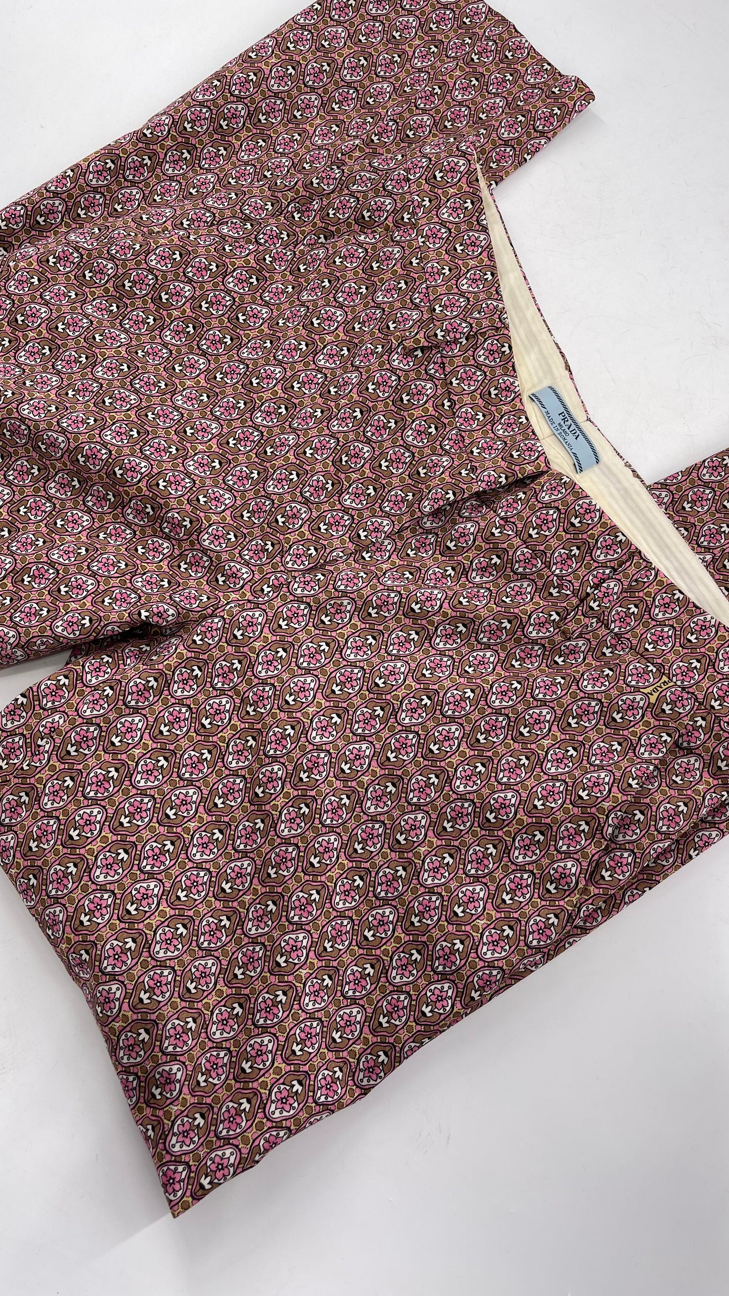 Vintage PRADA Trouser Brown Pink 1970s Style Pattern (28)