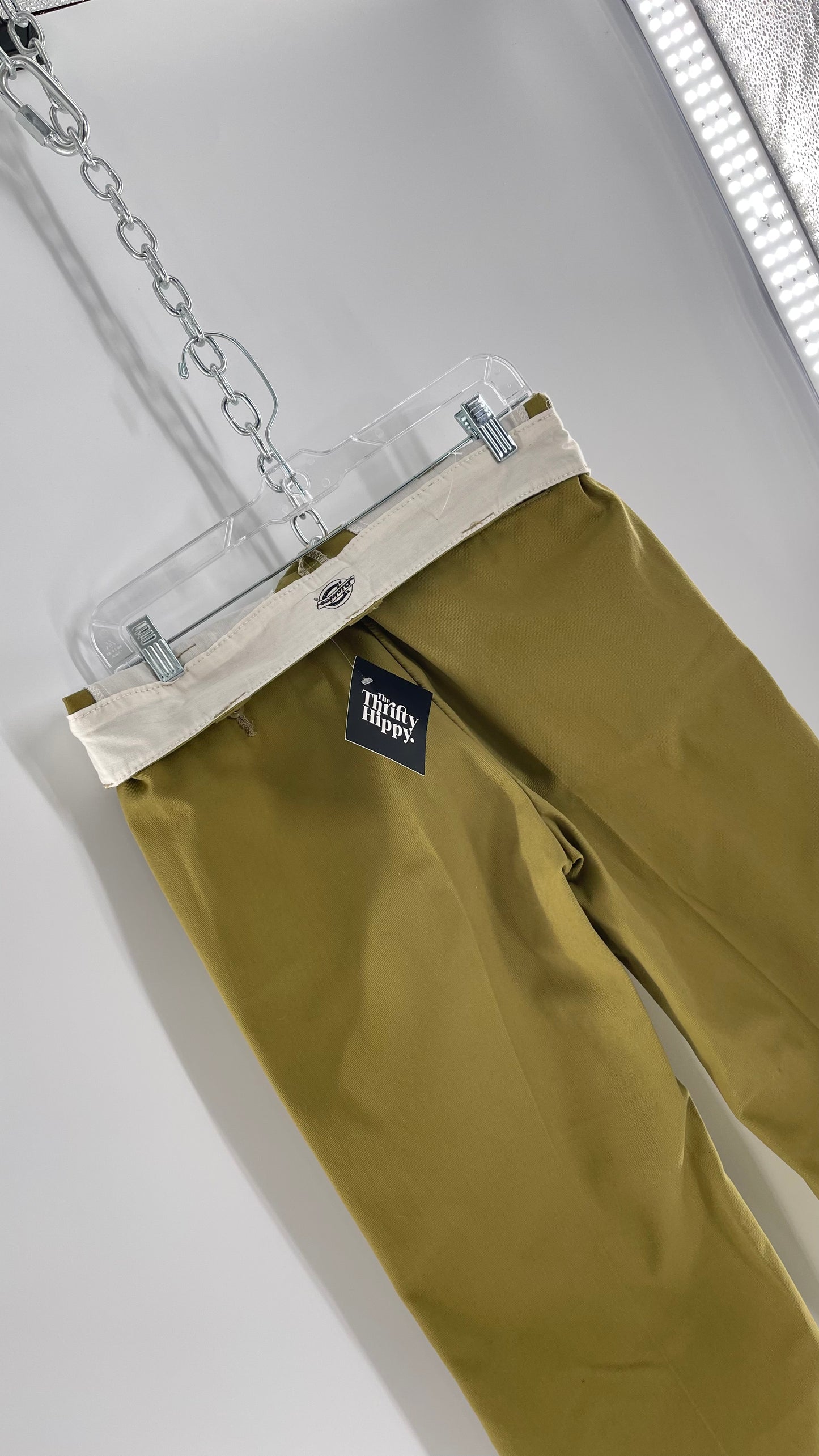 Dickies Mustard Green Cropped with Raw Edge Hem (4)