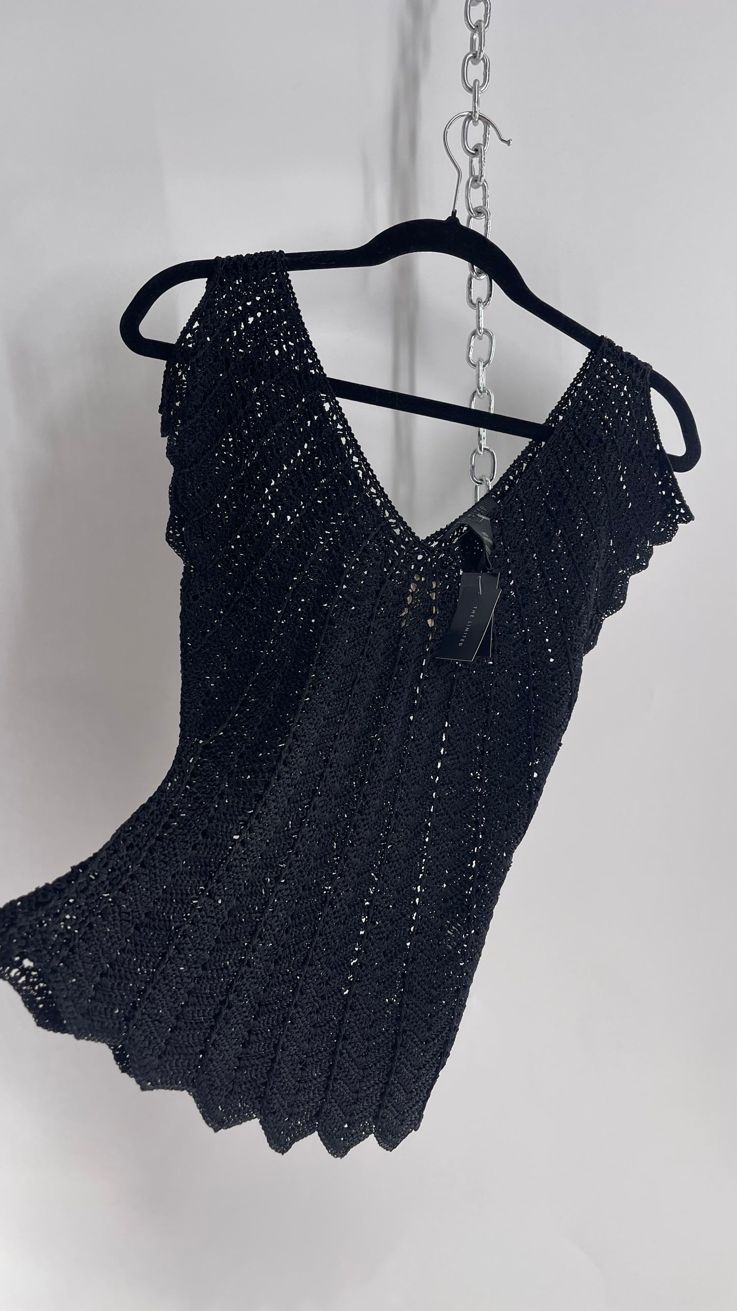 Vintage THE LIMITED Hand Knit Crochet Black Drape Sleeve Top (XS)