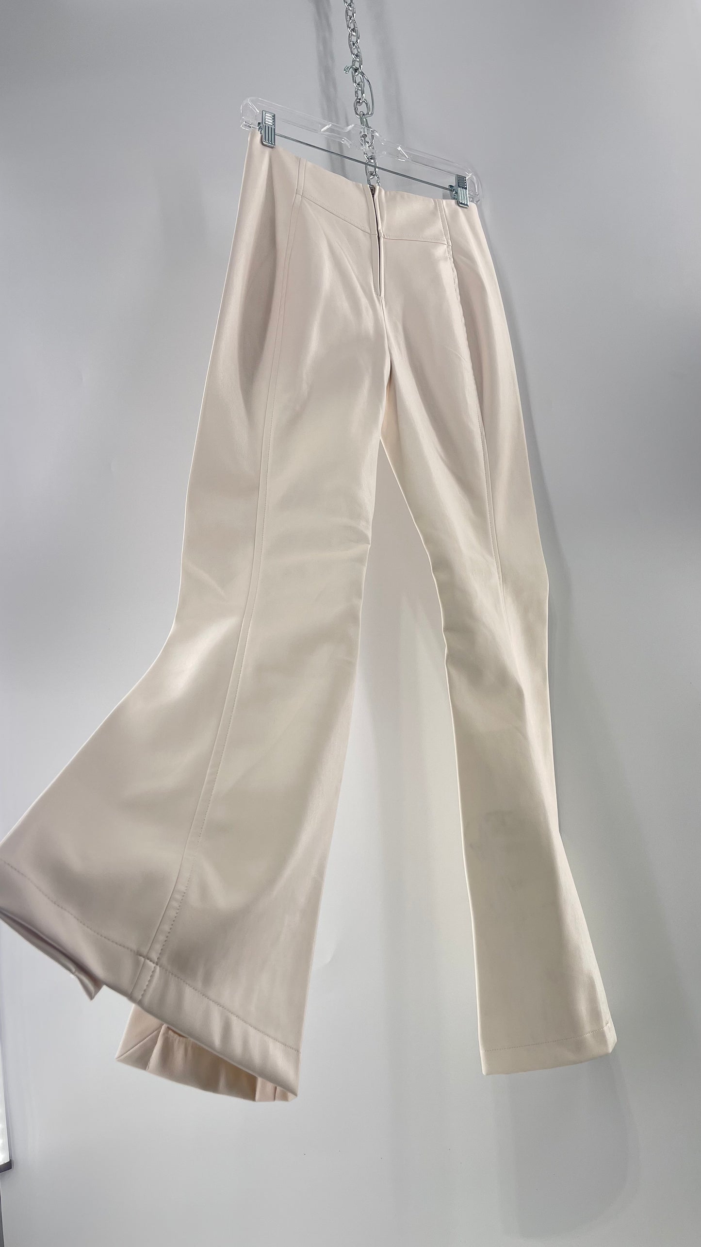 Free People White Cream Faux Flare Leather Pants (29)