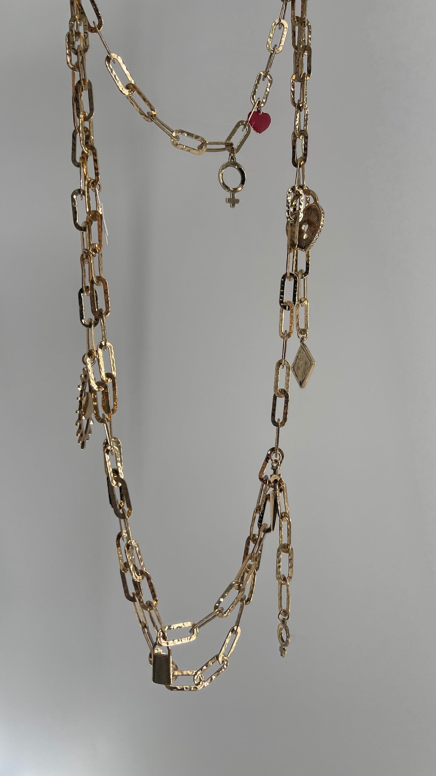 Free People Gold Chain Link Metal, Layered Charm Necklace or Waist Belt