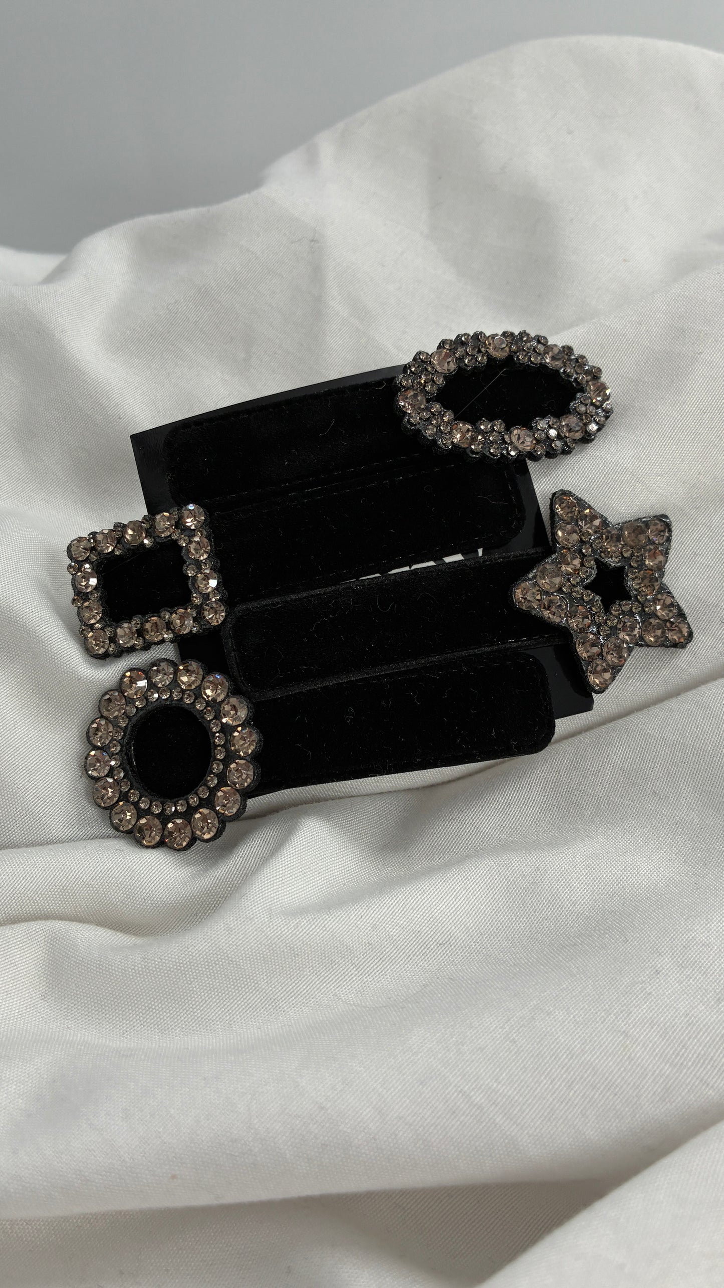 Black Velour Rhinestone Hair Beret Set