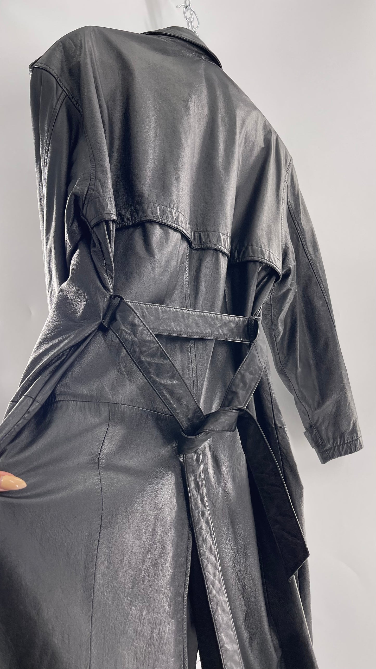 Georgetown Vintage Black Leather Trench Coat (Medium)