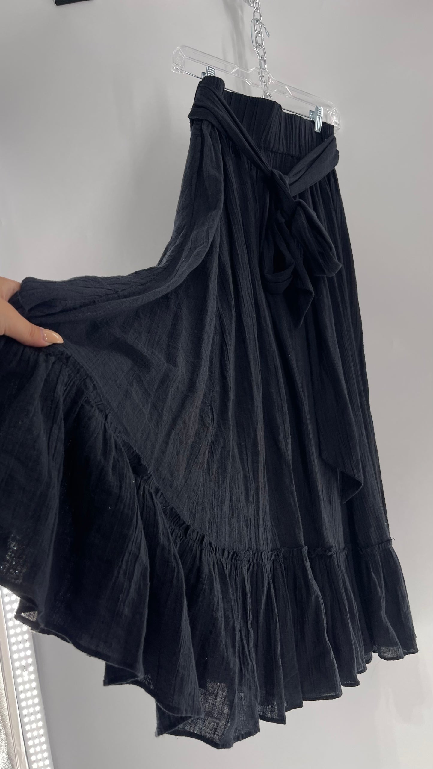 Free People Black Floor Length Skirt (Medium)