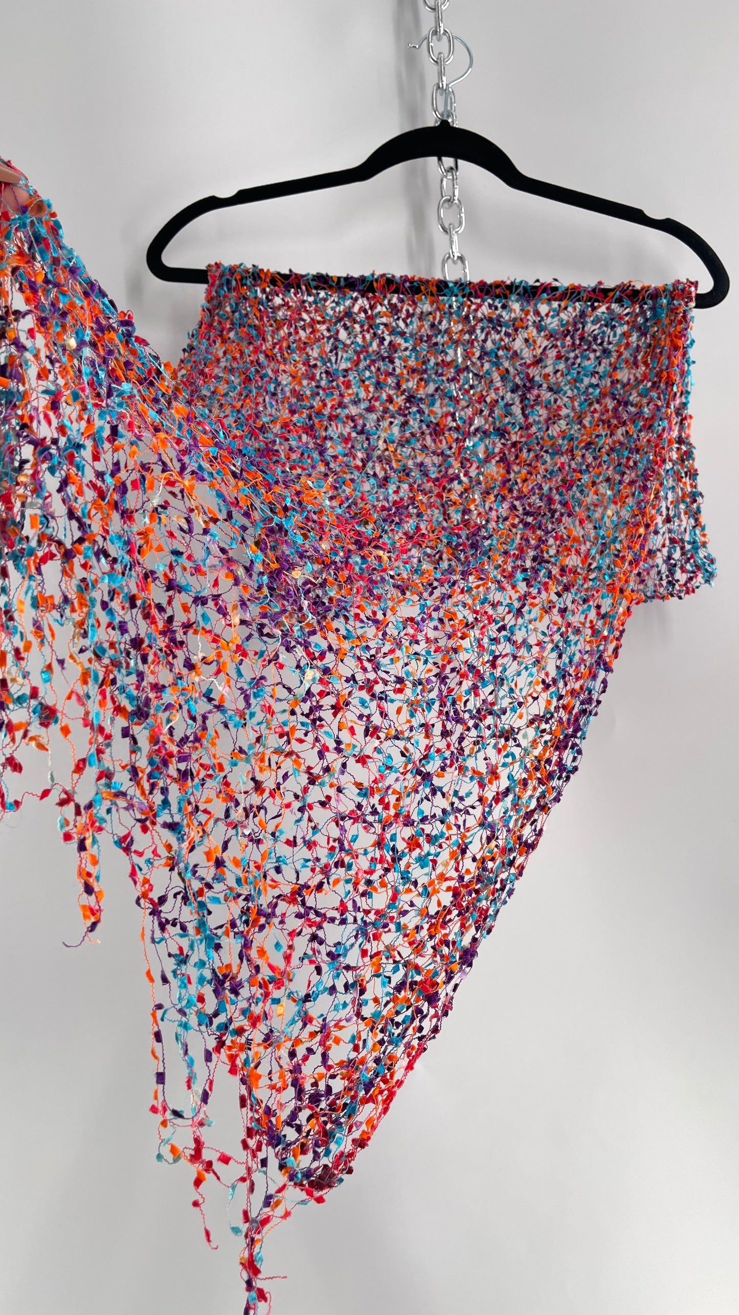 Vintage Negative Space Confetti Scarf Red, Teal, Orange, Blue