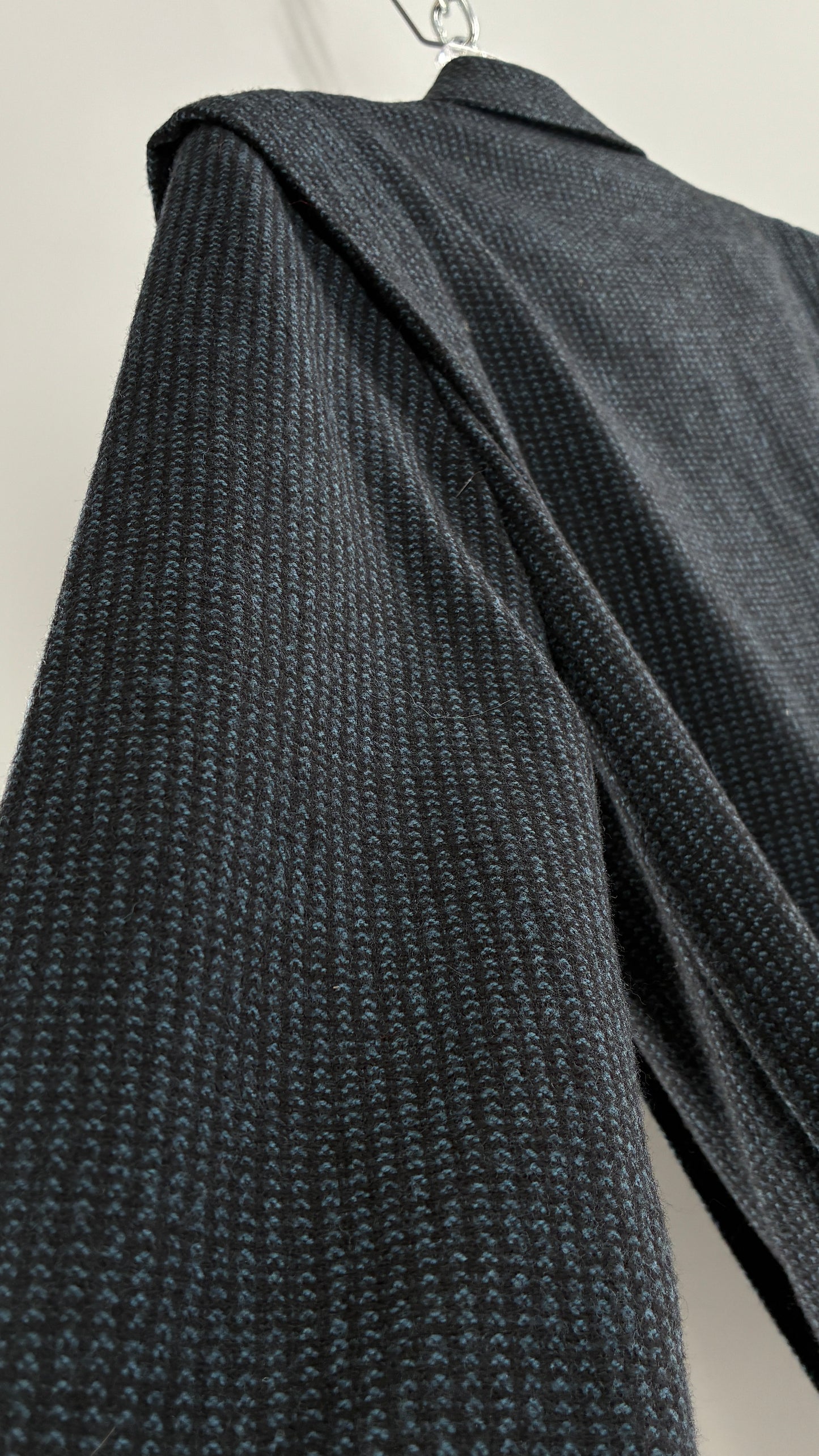 Vintage CHRISTIAN DIOR Navy Woven Maxi Skirt and Oversized Lapel Style Blazer with Padded Shoulders (8)