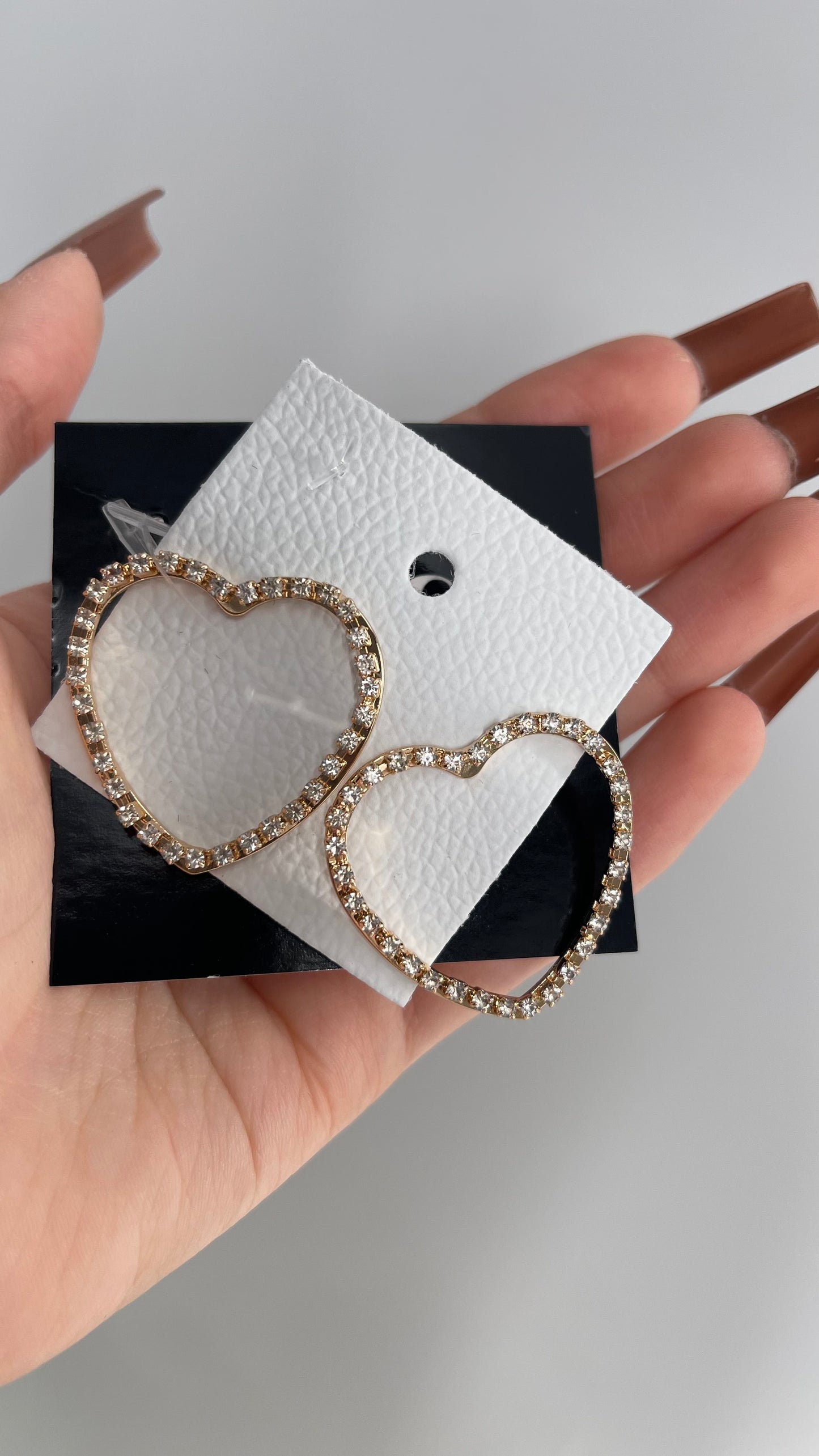 Free People Crystal Rhinestone Heart Gold Earring