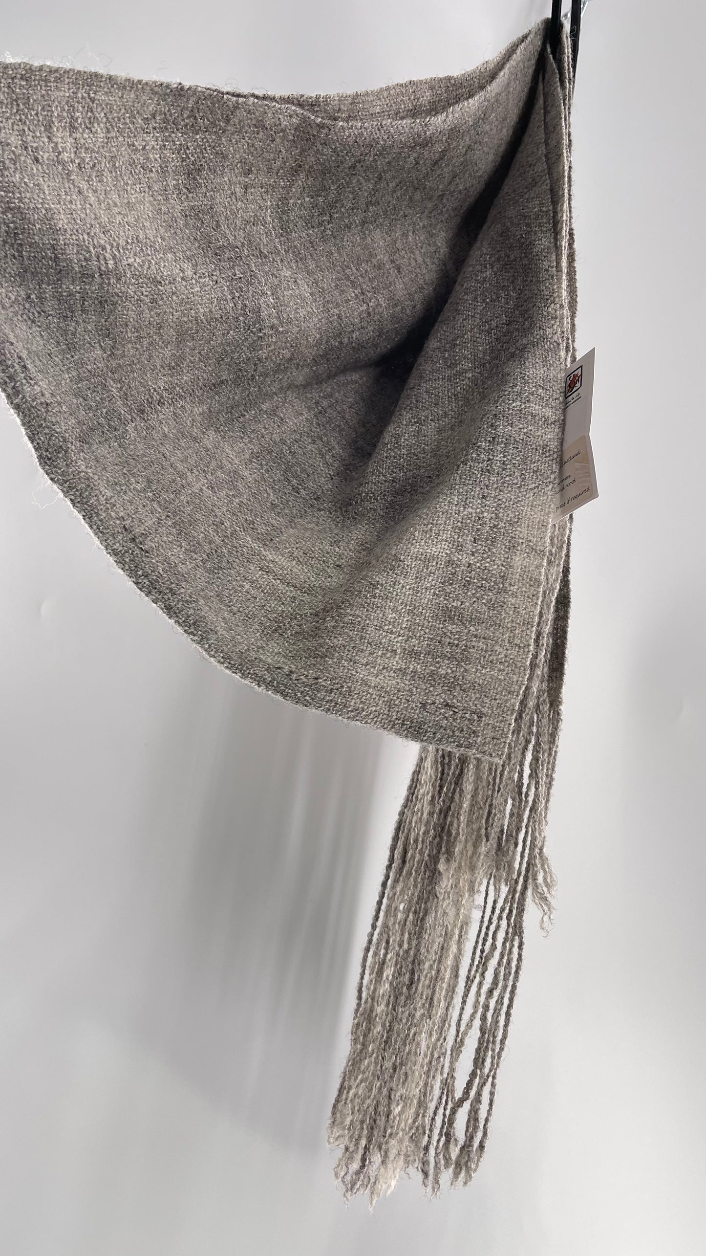 JuSt Shetland Handspun + Handwoven Shetland Yarn Julia Downing Nordus, Scousburgh Grey Woven Scarf
