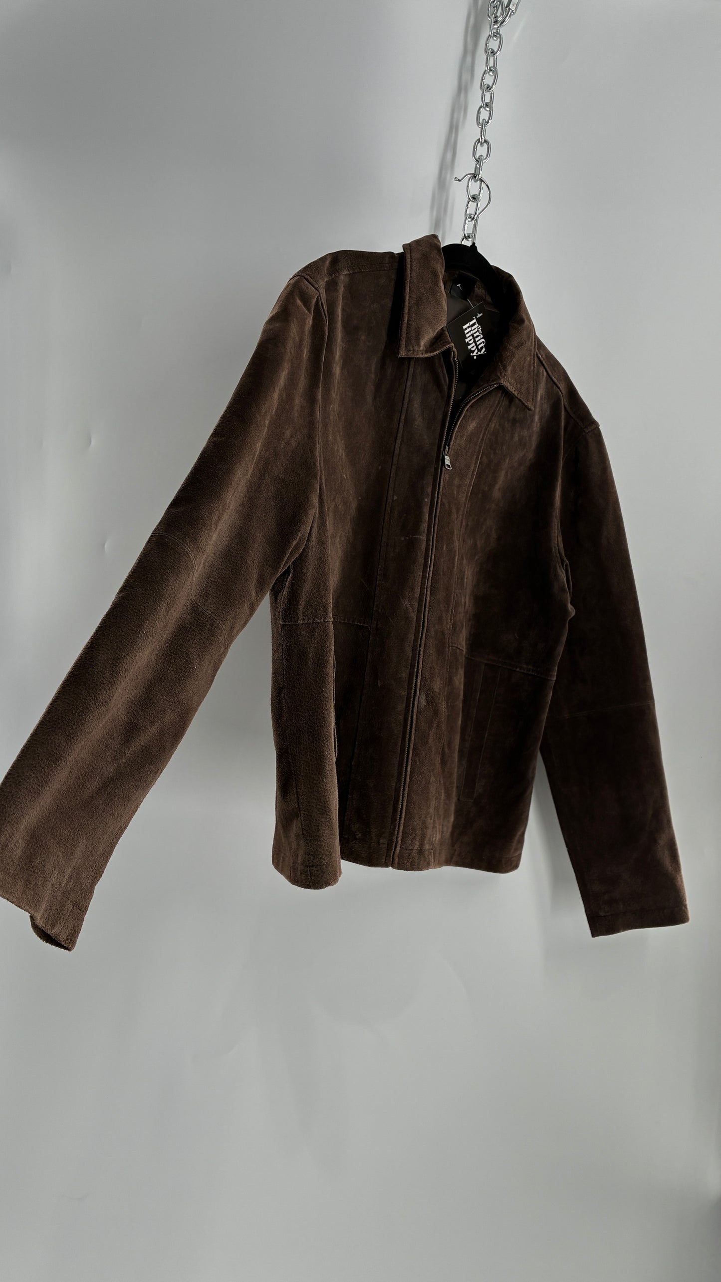 Vintage Liz Claiborne Dark Brown Genuine Suede Leather Jacket (Large)
