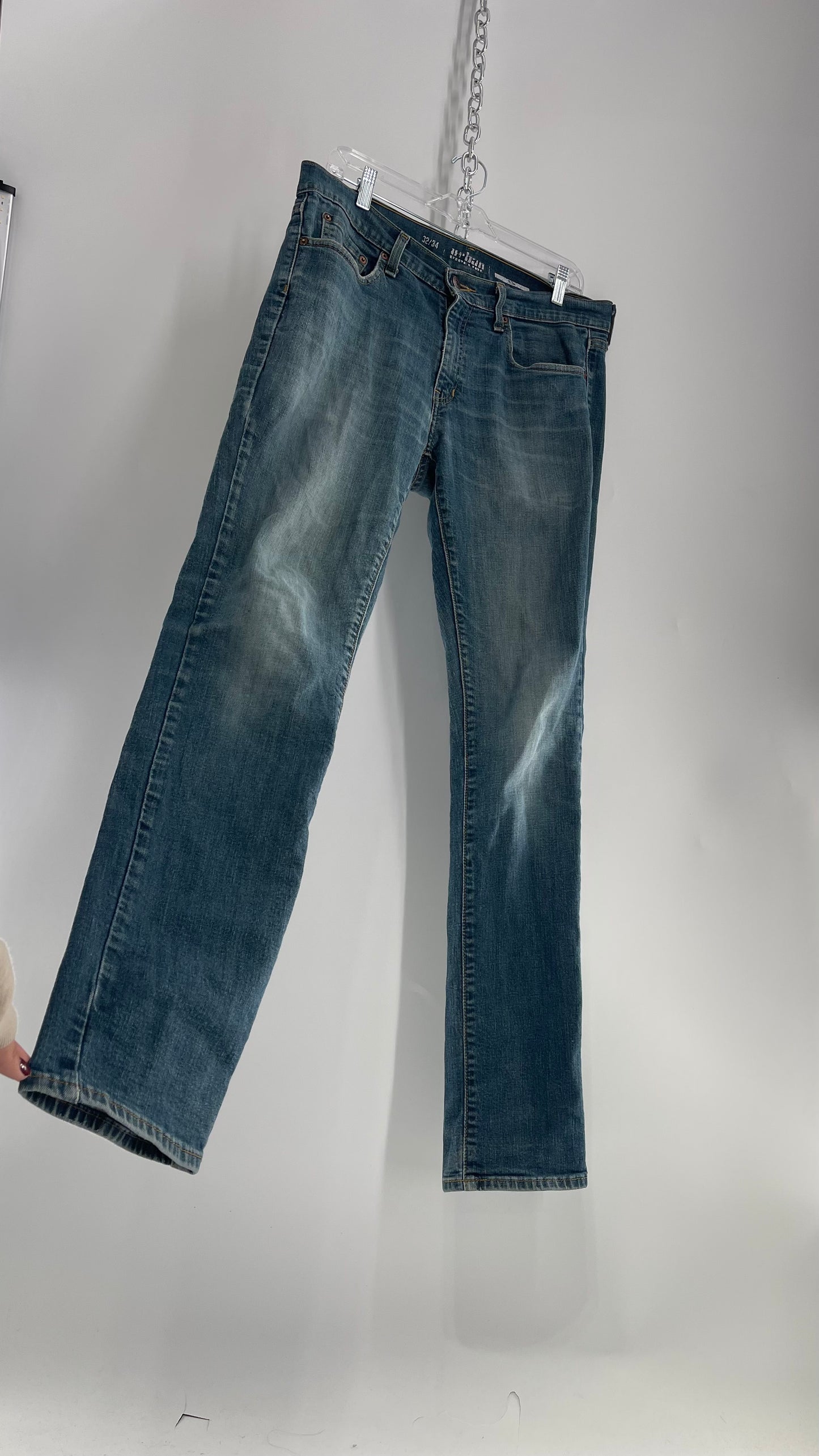 Urban Pipeline Worn Men’s Light Wash Fade Straight Leg Jeans (32/34)