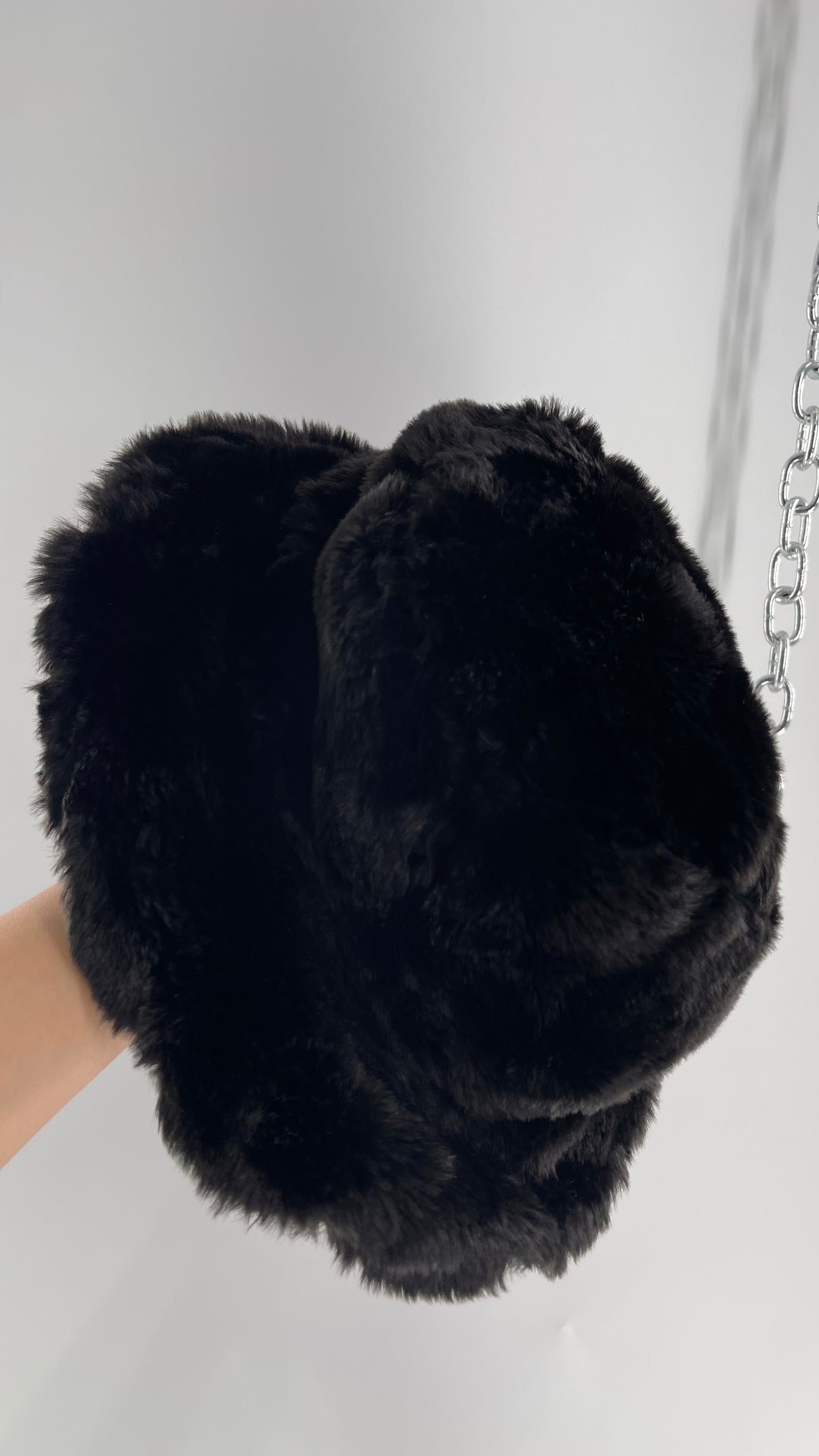 Vintage Black Fluffy Furry Reversible Bucket Hat